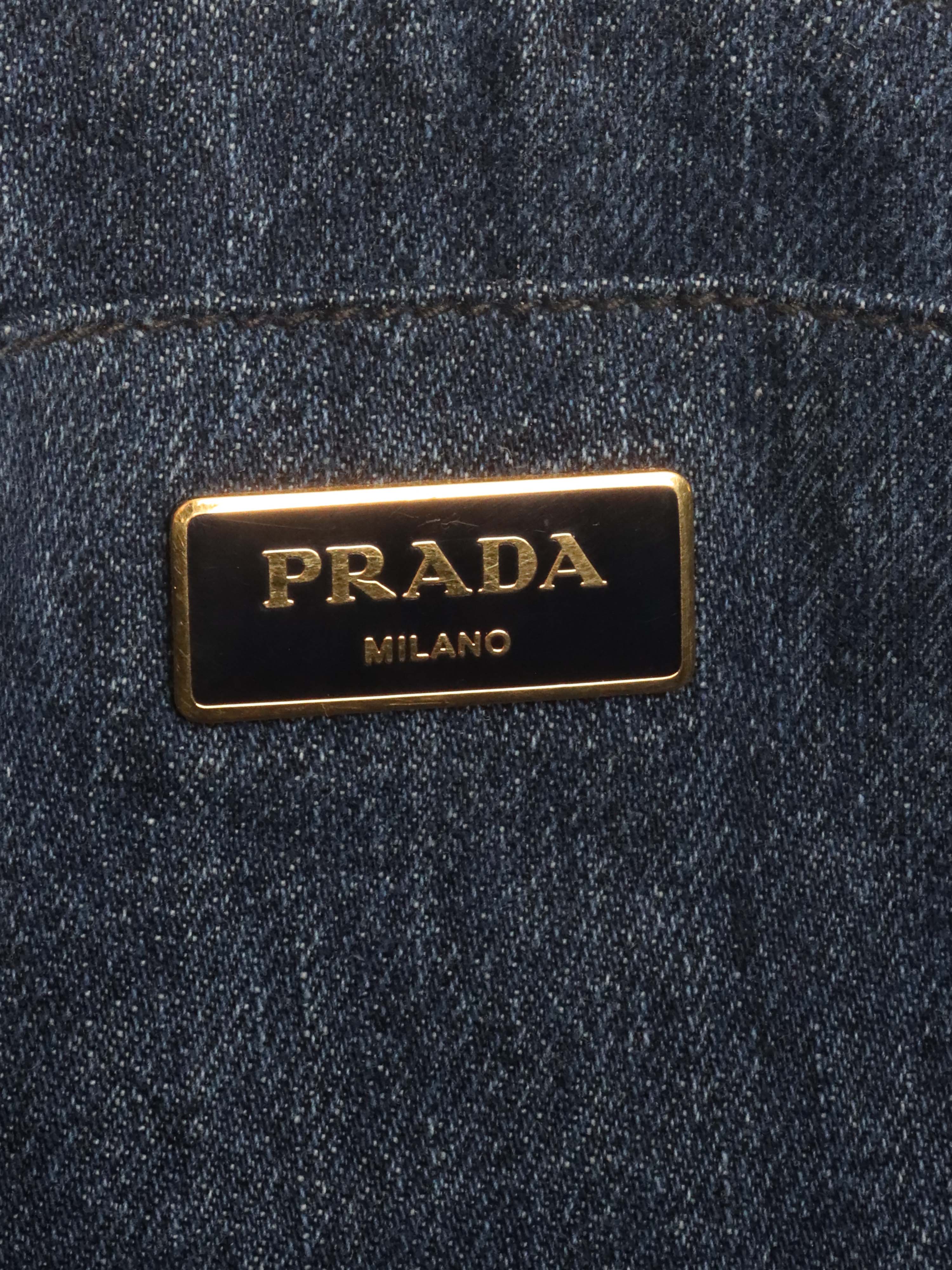 Prada Small Canapa Denim Tote.