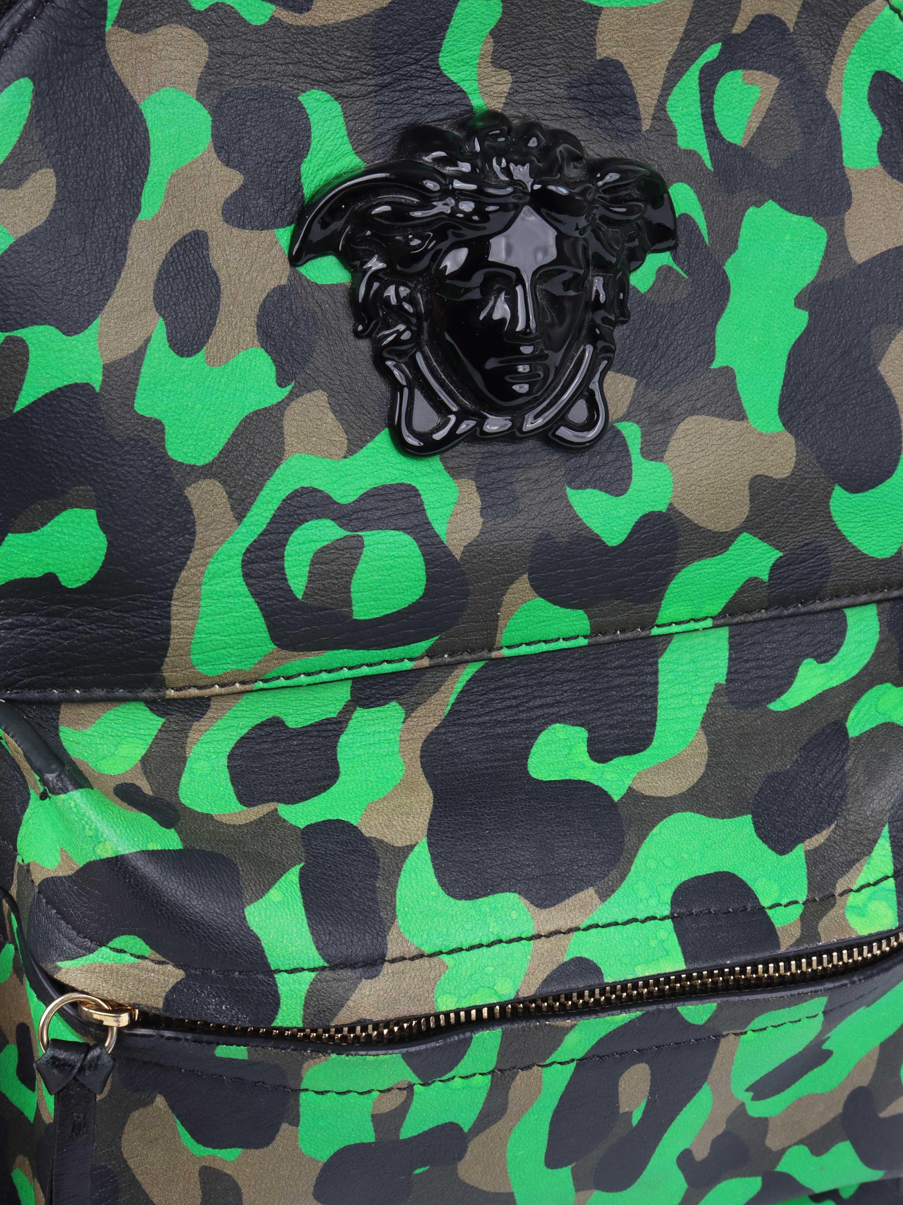 Versace Black and Green Medusa Backpack