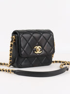 Chanel 21B Black Lambskin Quilted Mini Square Flap Bag GHW
