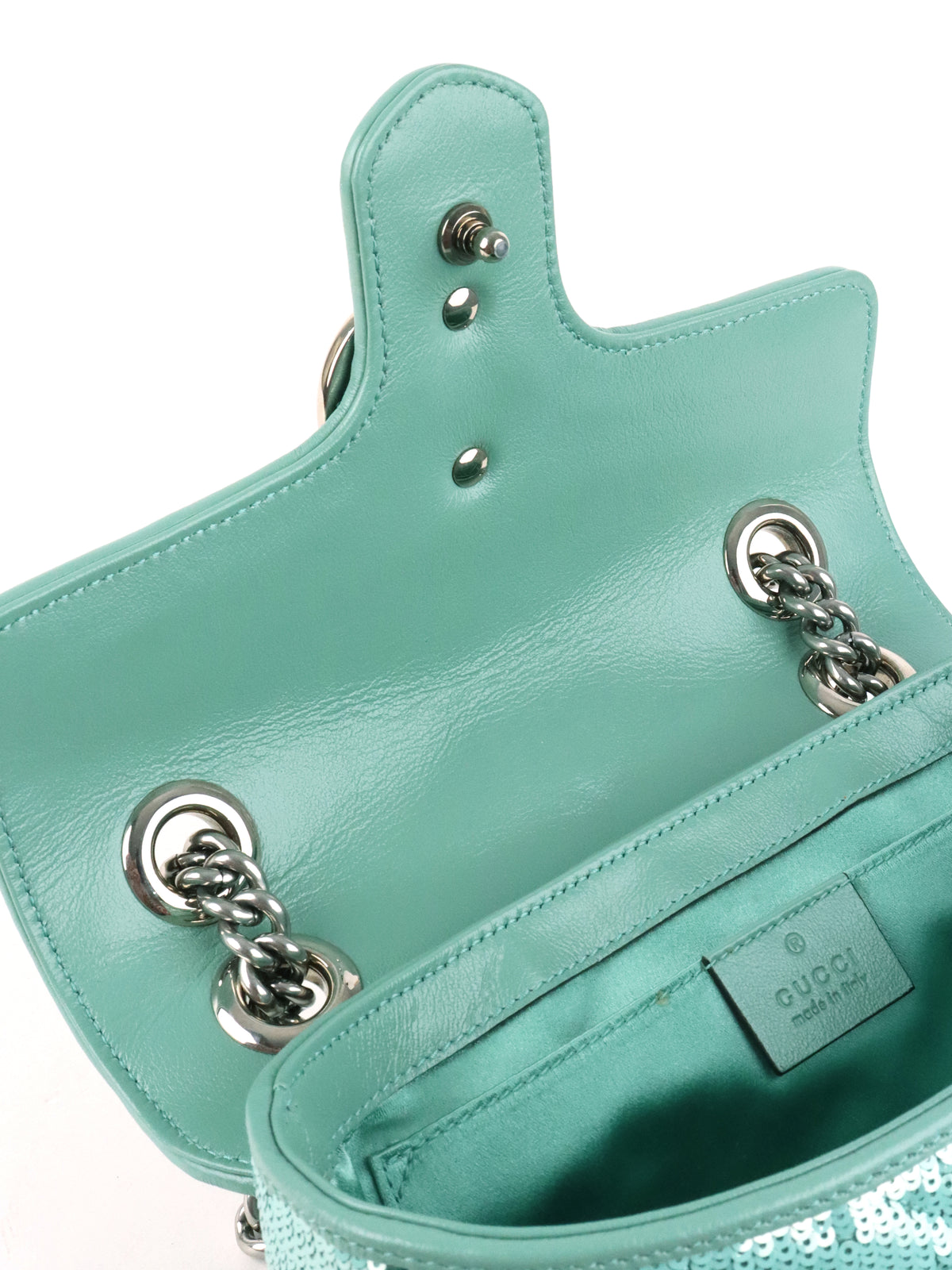 Gucci Mini Marmont Mint Green Sequin Shoulder Bag