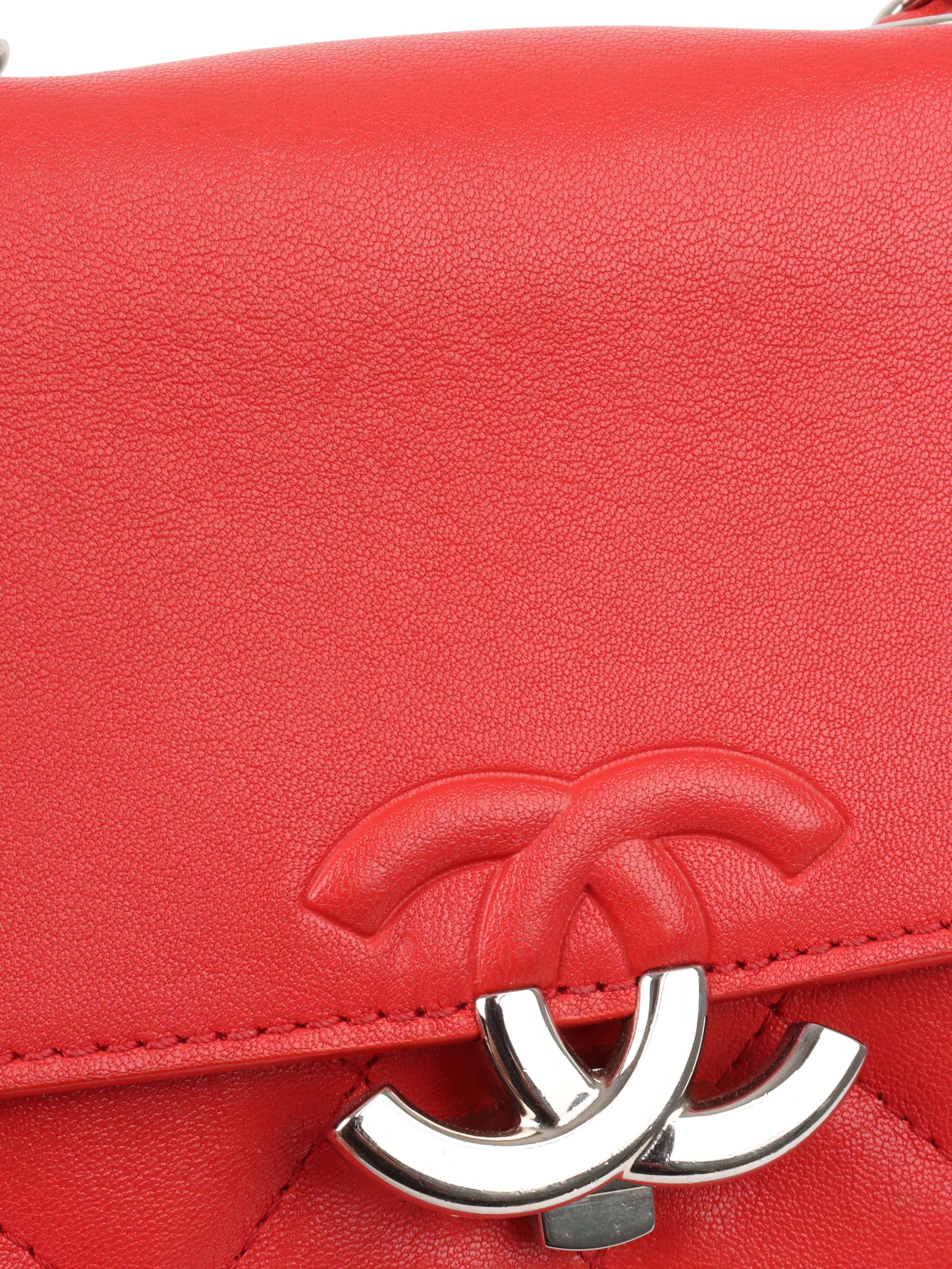 Chanel Red Quilted Two-tone CC Flap Bag