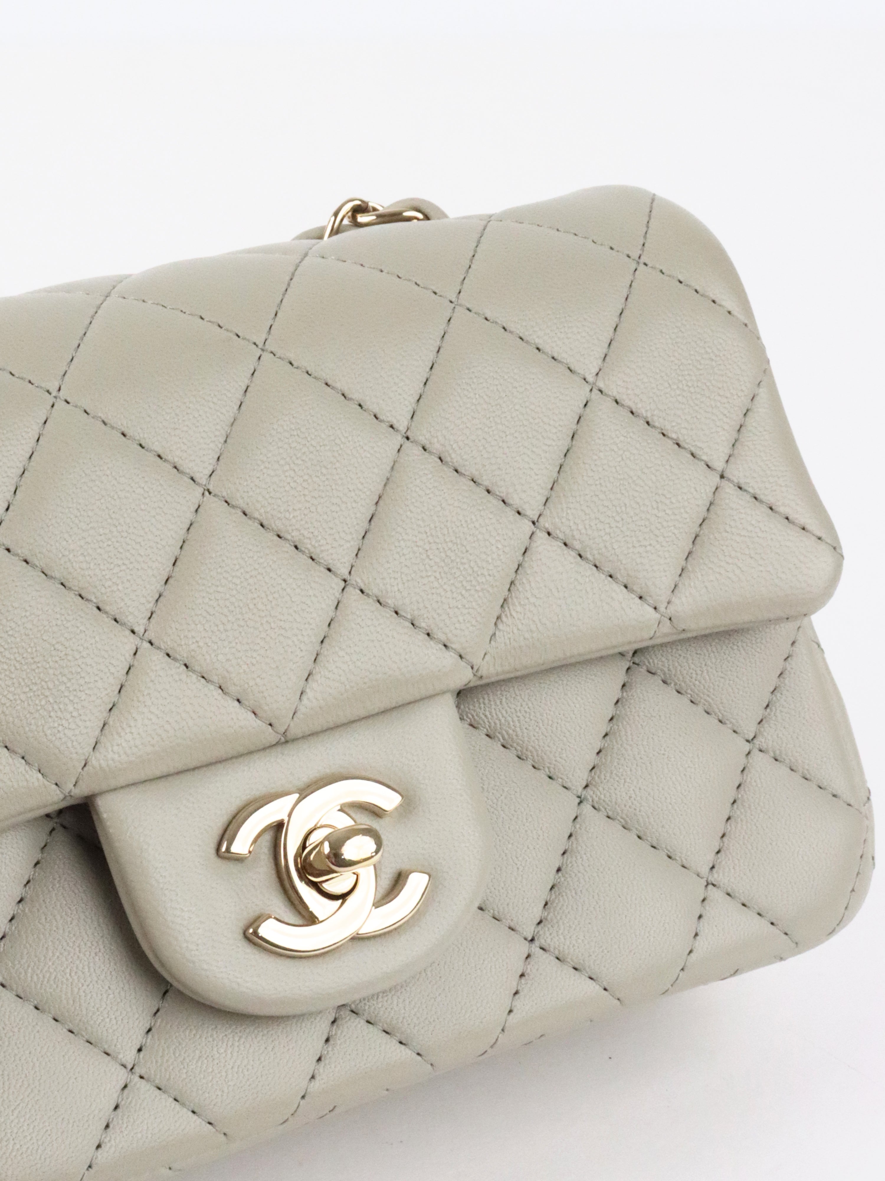 Chanel Light Grey Mini Classic Flap Bag