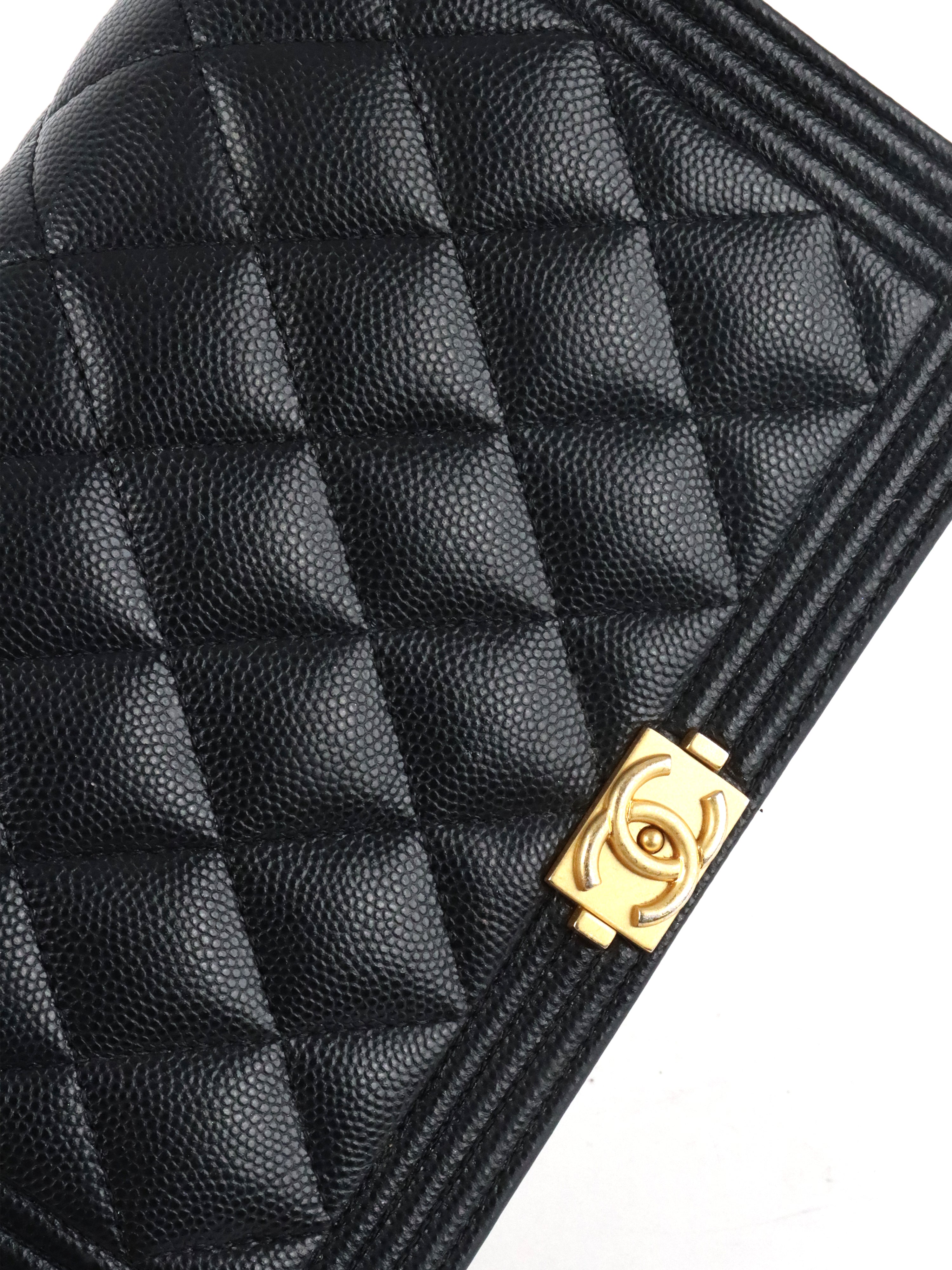 Chanel Black Caviar Boy Wallet On Chain GHW