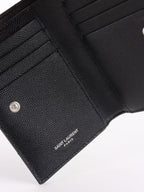 Saint Laurent Zipped Black Leather Wallet SHW