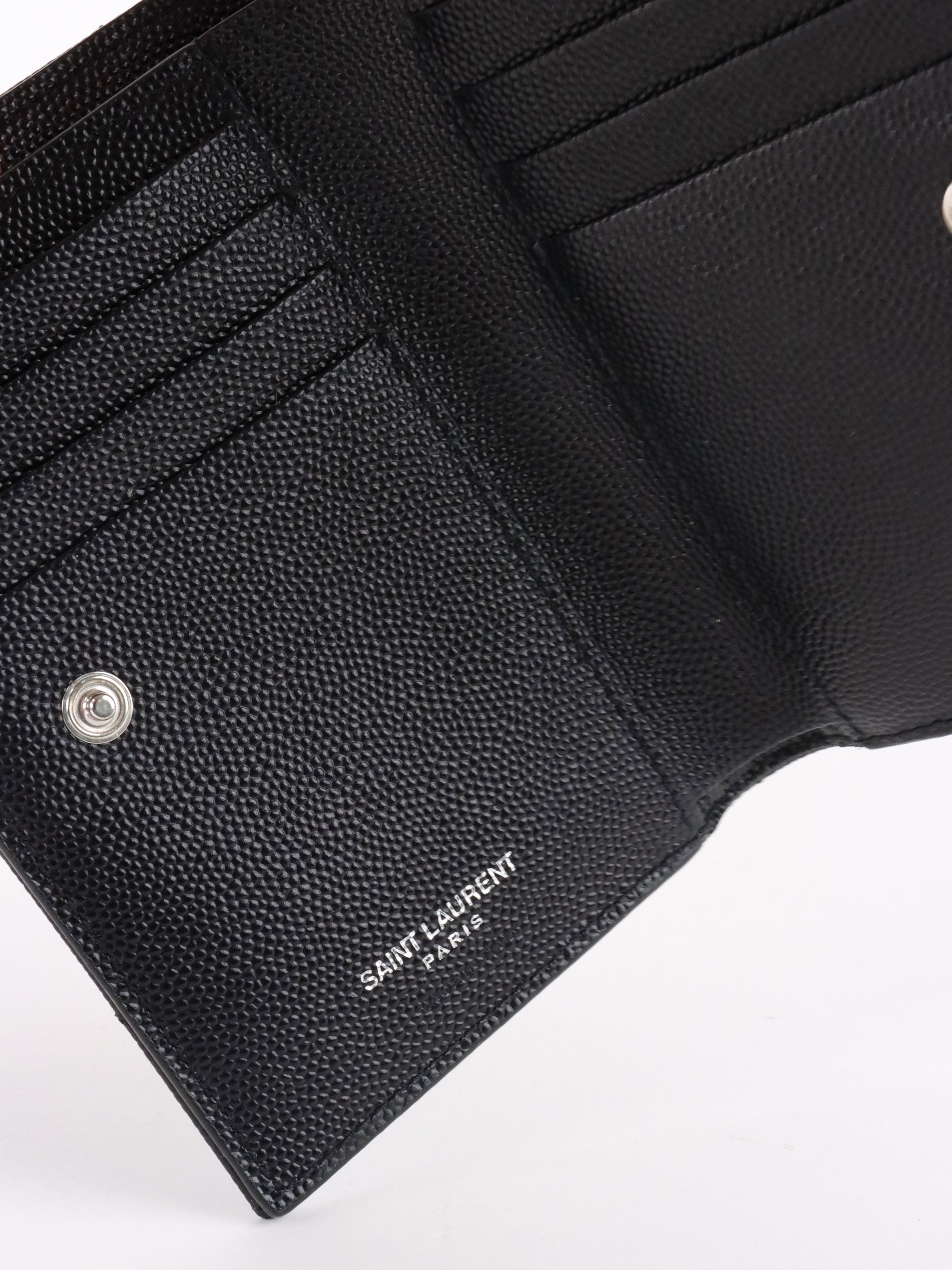 Saint Laurent Zipped Black Leather Wallet SHW