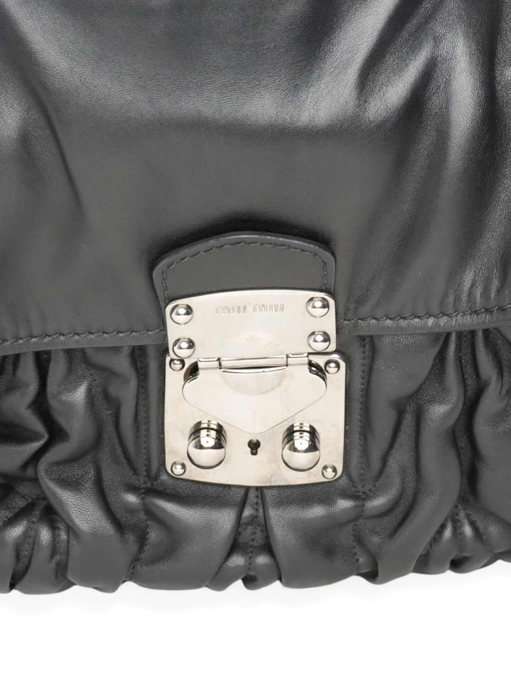 Miu Miu Black Matelasse Nappa Leather Shoulder Bag