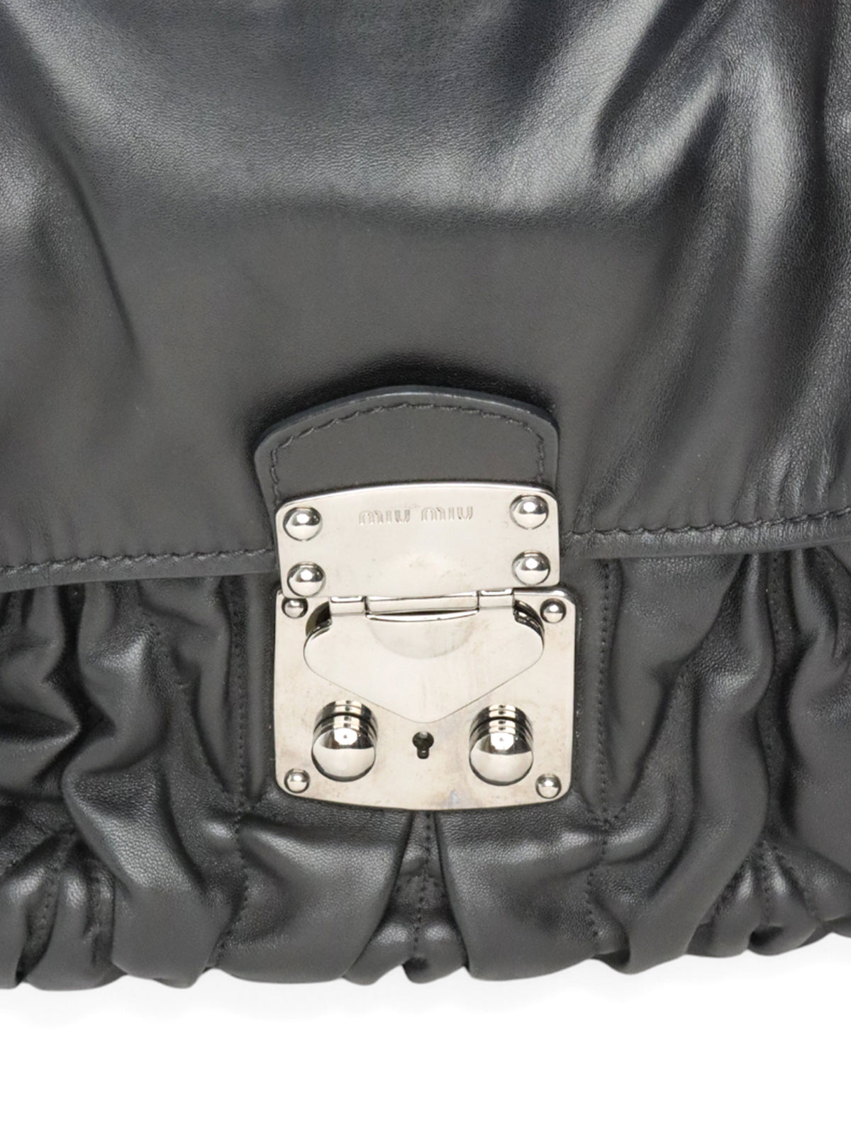 Miu Miu Black Matelasse Nappa Leather Shoulder Bag