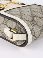 Gucci White and Canvas Horsebit 1955 Mini Bag