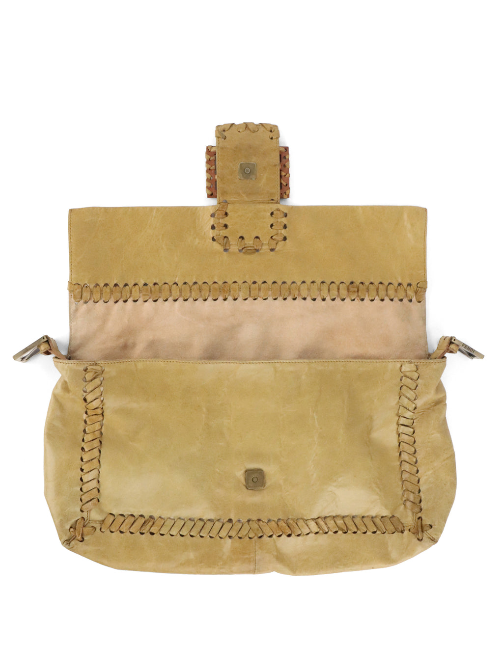 Fendi Vintage Senape Whipstitch Large Baguette