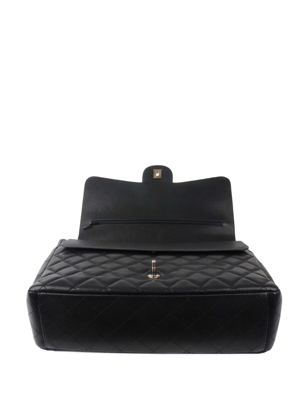 Chanel Black Caviar Maxi Double Classic Flap SHW.