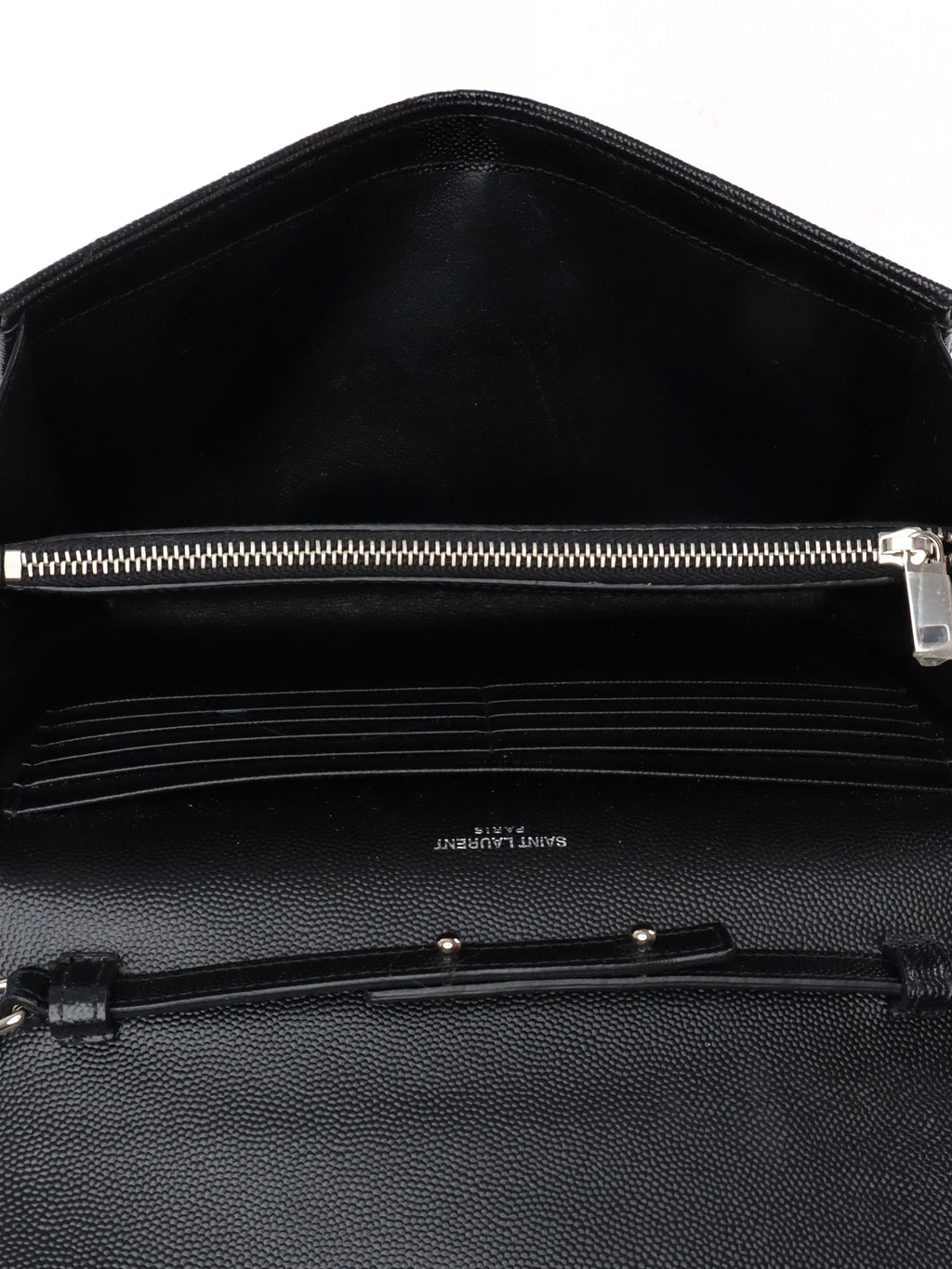Saint Laurent Black Cassandre Envelope Chain Wallet
