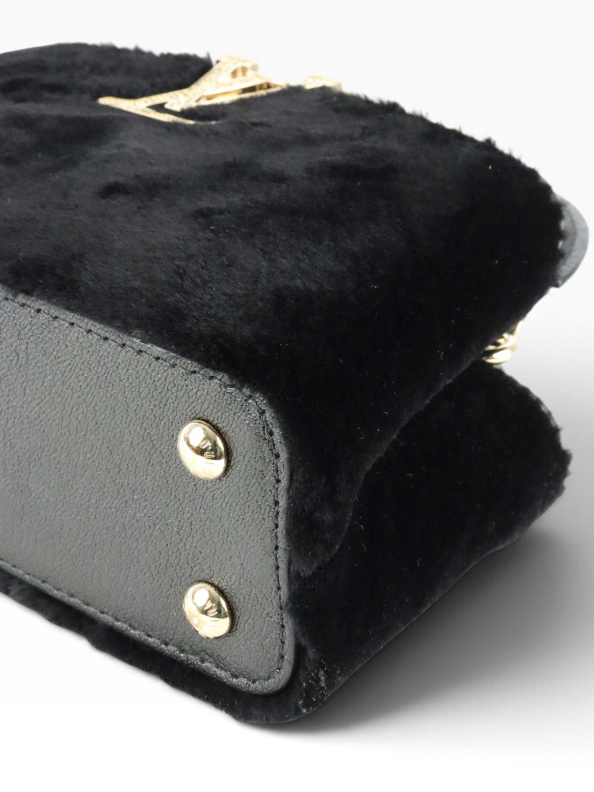Louis Vuitton Black Sherling Mini East West Capucines