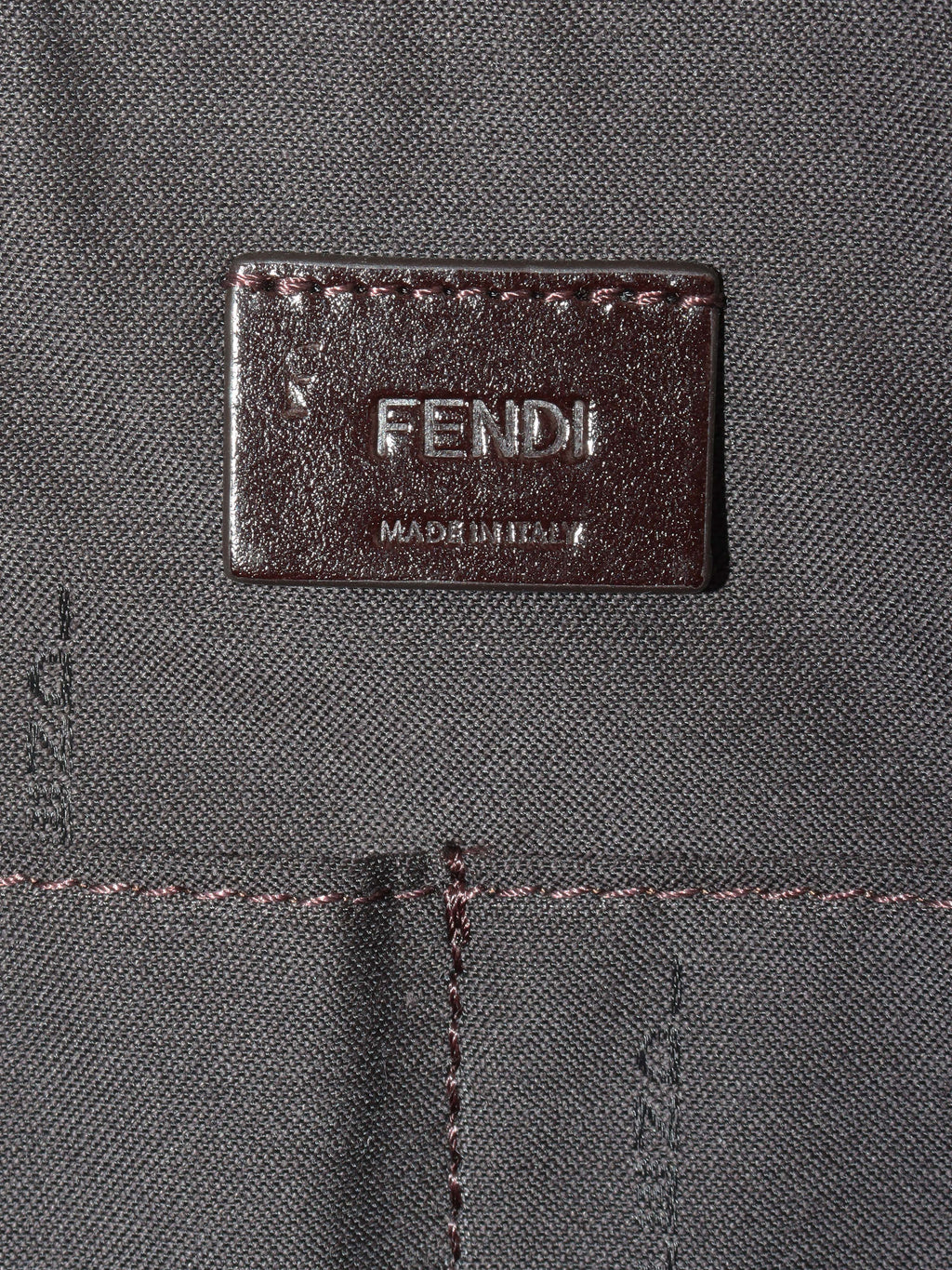 Fendi Brown Logo Fabric Shoulder Bag.