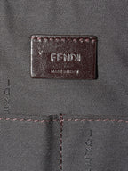 Fendi Brown Logo Fabric Shoulder Bag.