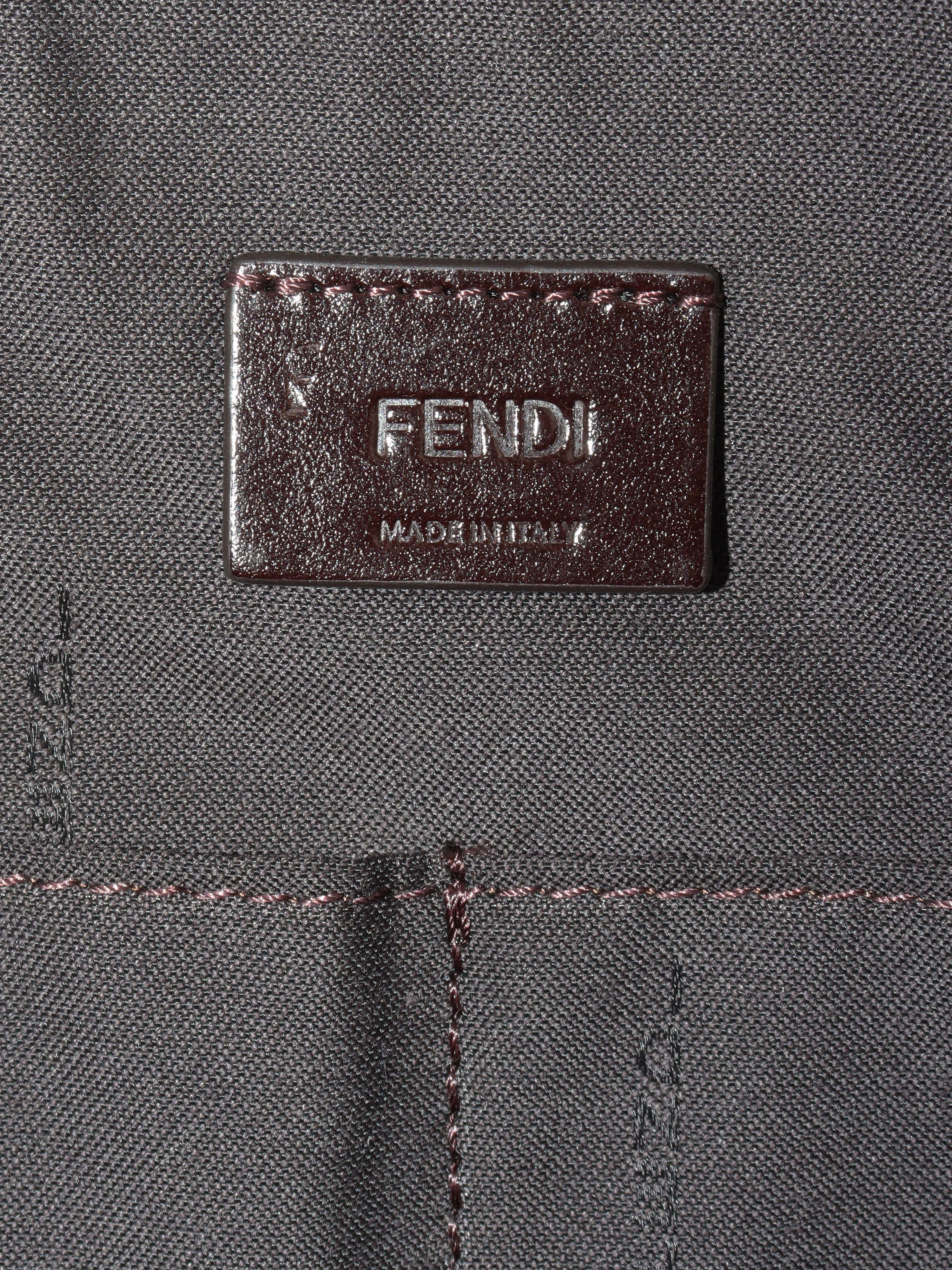 Fendi Brown Logo Fabric Shoulder Bag.