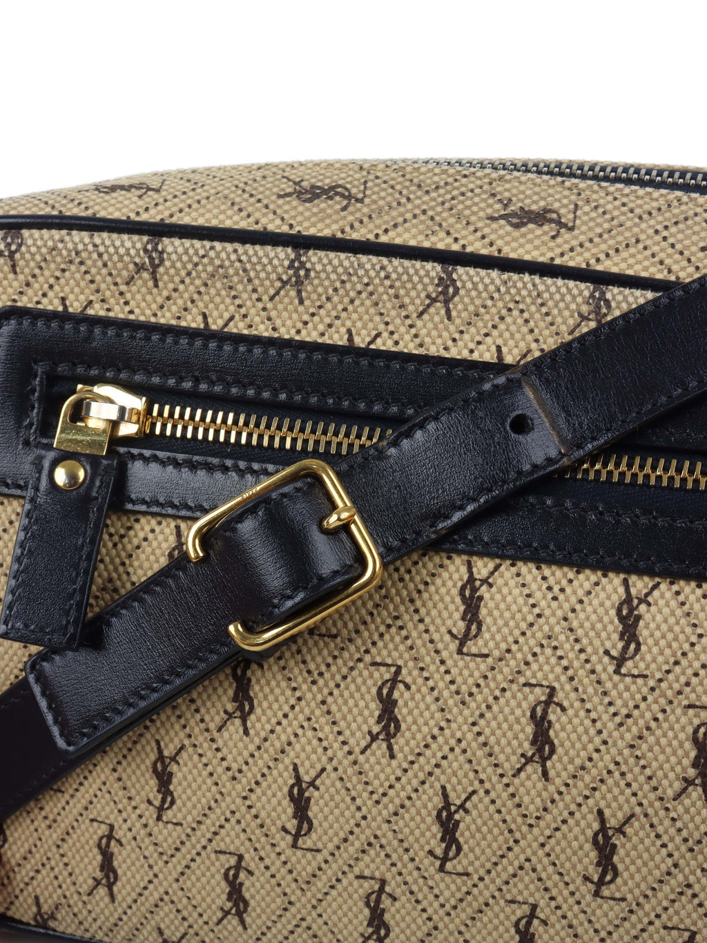 Saint Laurent Monogram All Over Canvas Camera Bag.