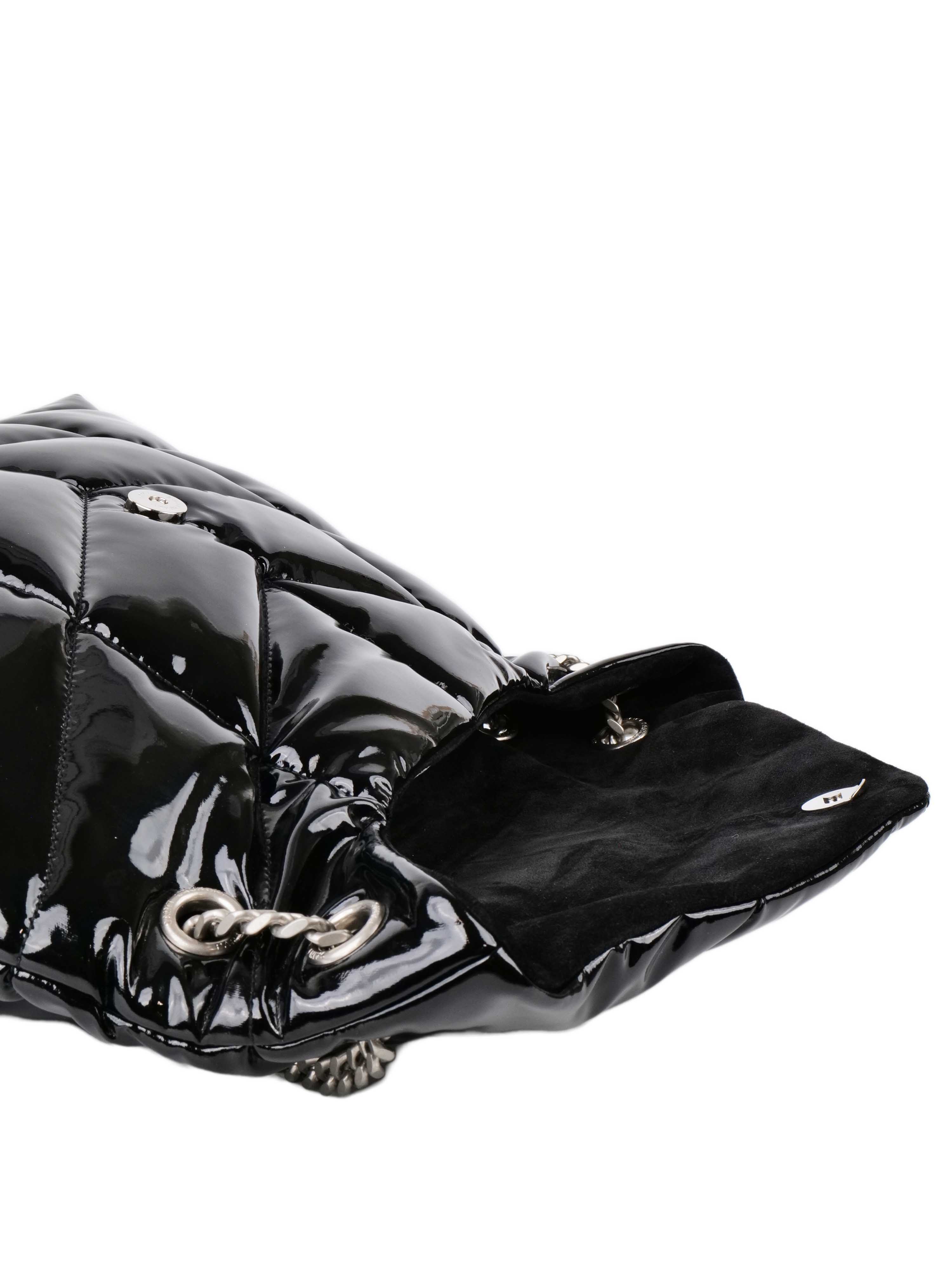 Saint Laurent Medium Black Patent Puffer Bag SHW.