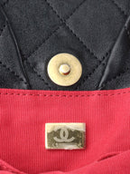 Chanel Black Lambskin with Pearl Crown Top Handle Clutch
