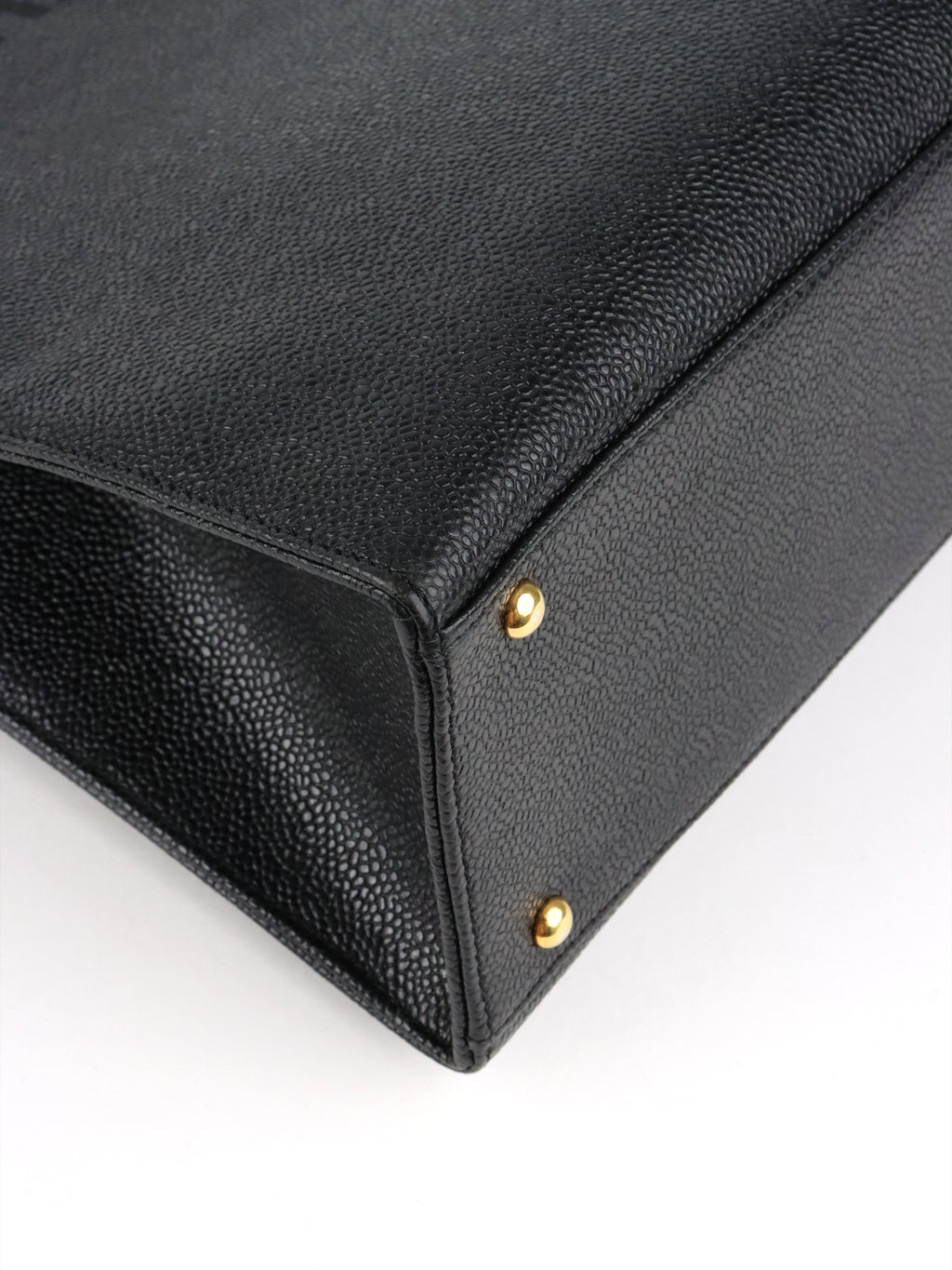 Chanel Vintage Stitched Logo Black Caviar Tote