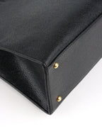 Chanel Vintage Stitched Logo Black Caviar Tote