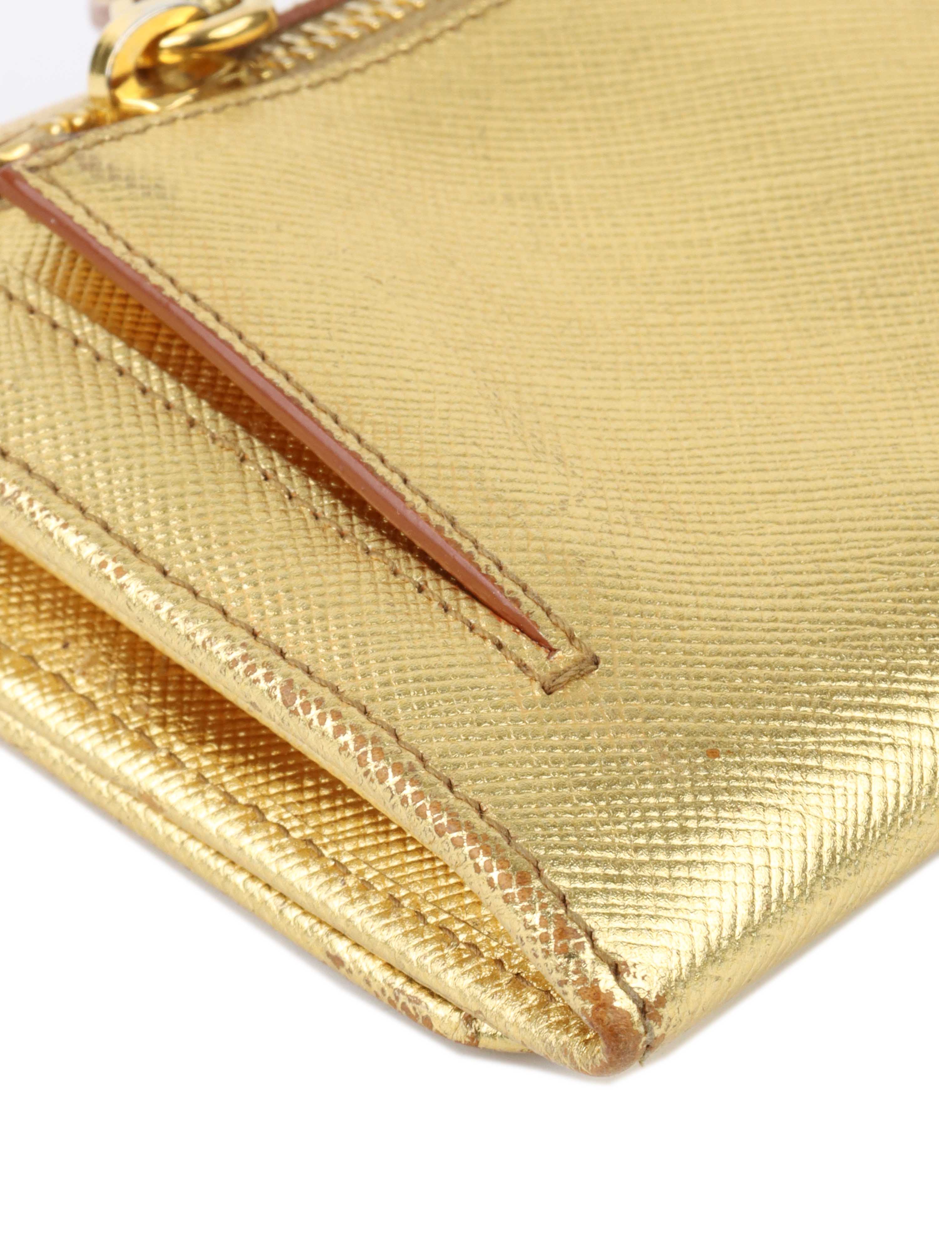 Prada Gold Saffiano Leather Wallet