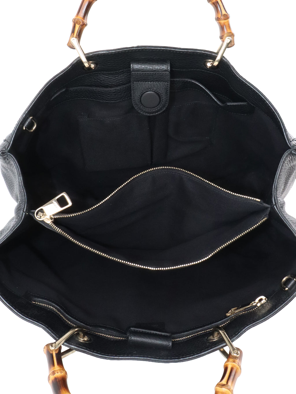 Gucci Bamboo Handle Large Black Leather Shopper Tote