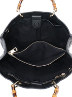 Gucci Bamboo Handle Large Black Leather Shopper Tote
