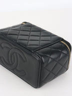 Chanel Black Lambskin Vanity Case with Handle LGHW