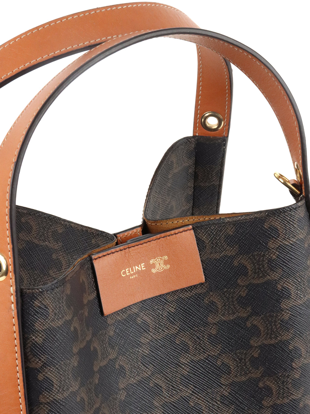 Celine Small Miel Triomphe Canvas Cube Bag
