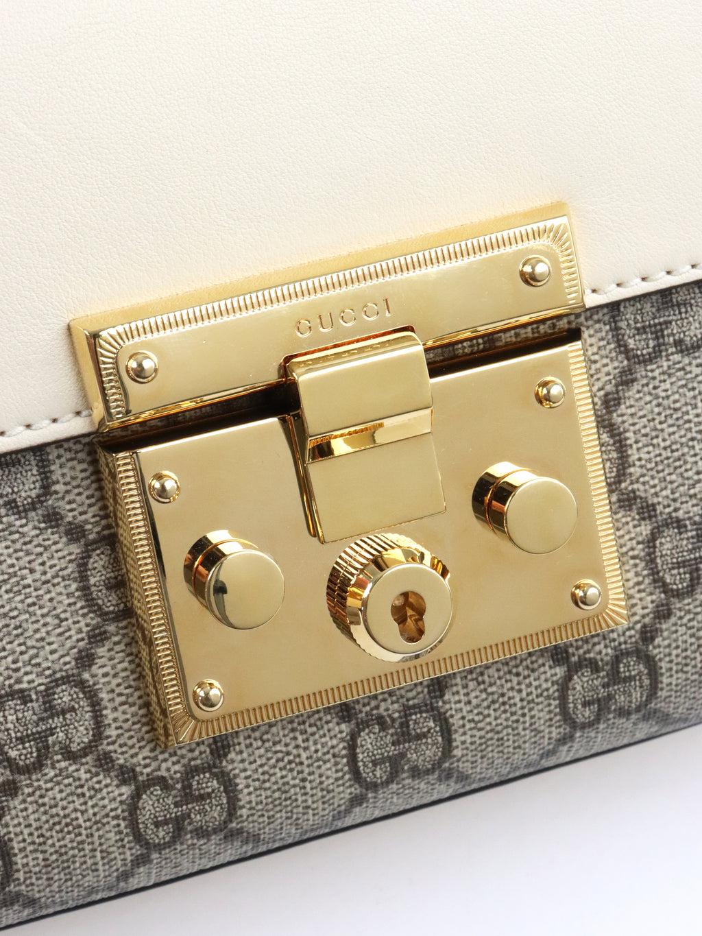 Gucci Small White GG Padlock Shoulder Bag