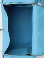 Hermes Lindy 30 P3 Bleu du Nord Clemence Leather Stamp D