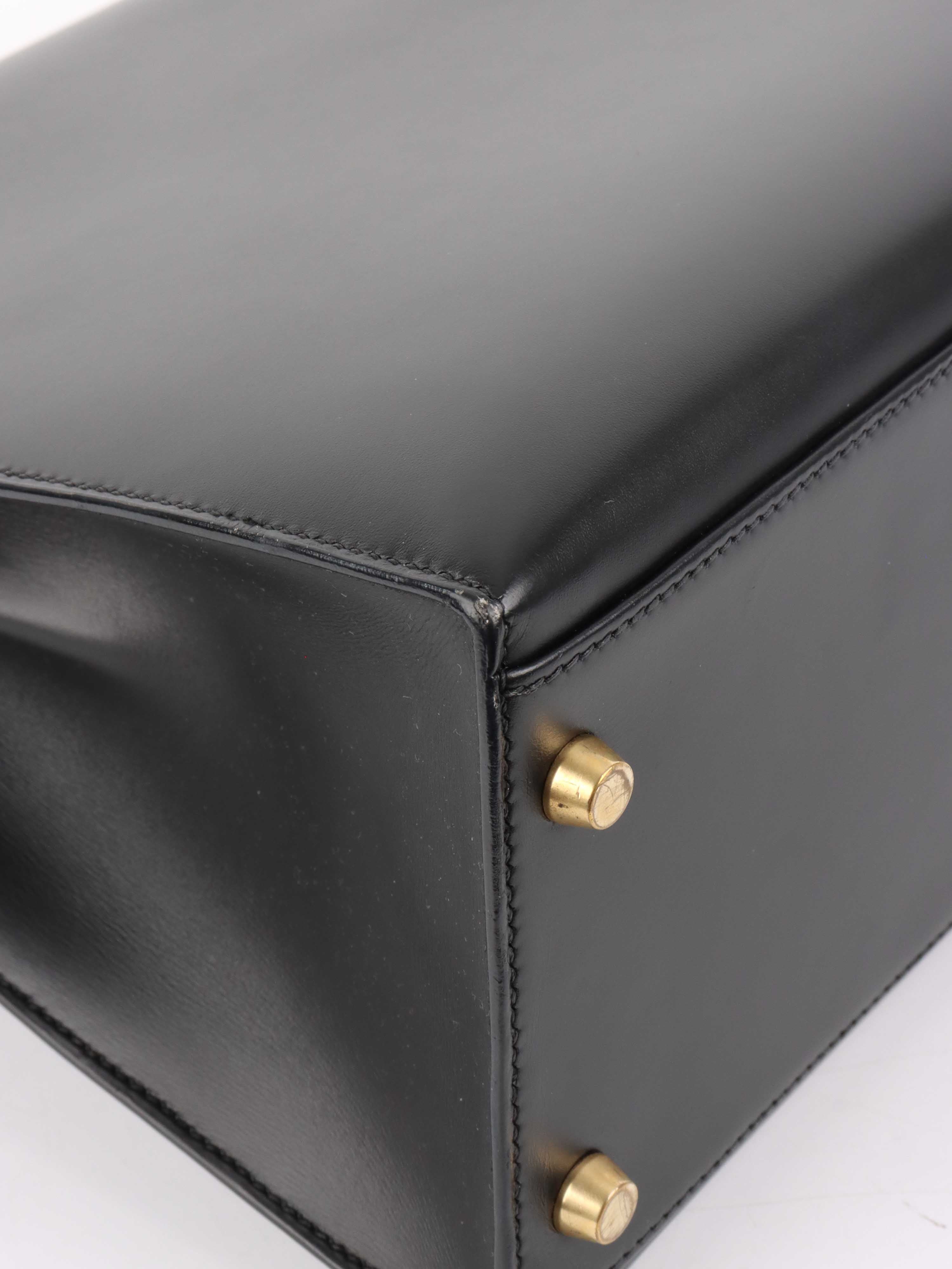 Hermes Vintage Black Box Kelly 32 Bag.