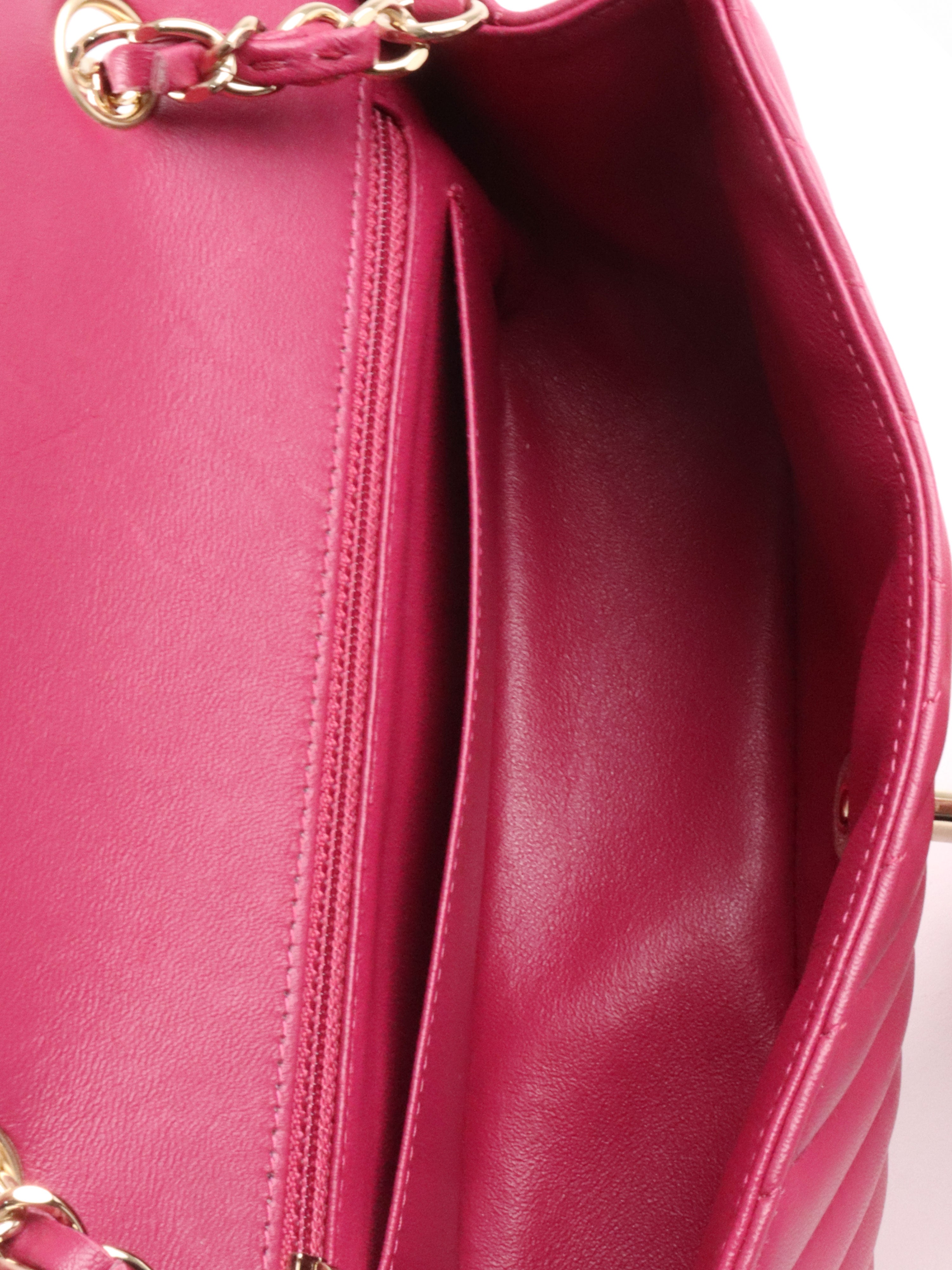 Chanel Dark Pink Lambskin Chevron Mini Flap Bag LGHW.