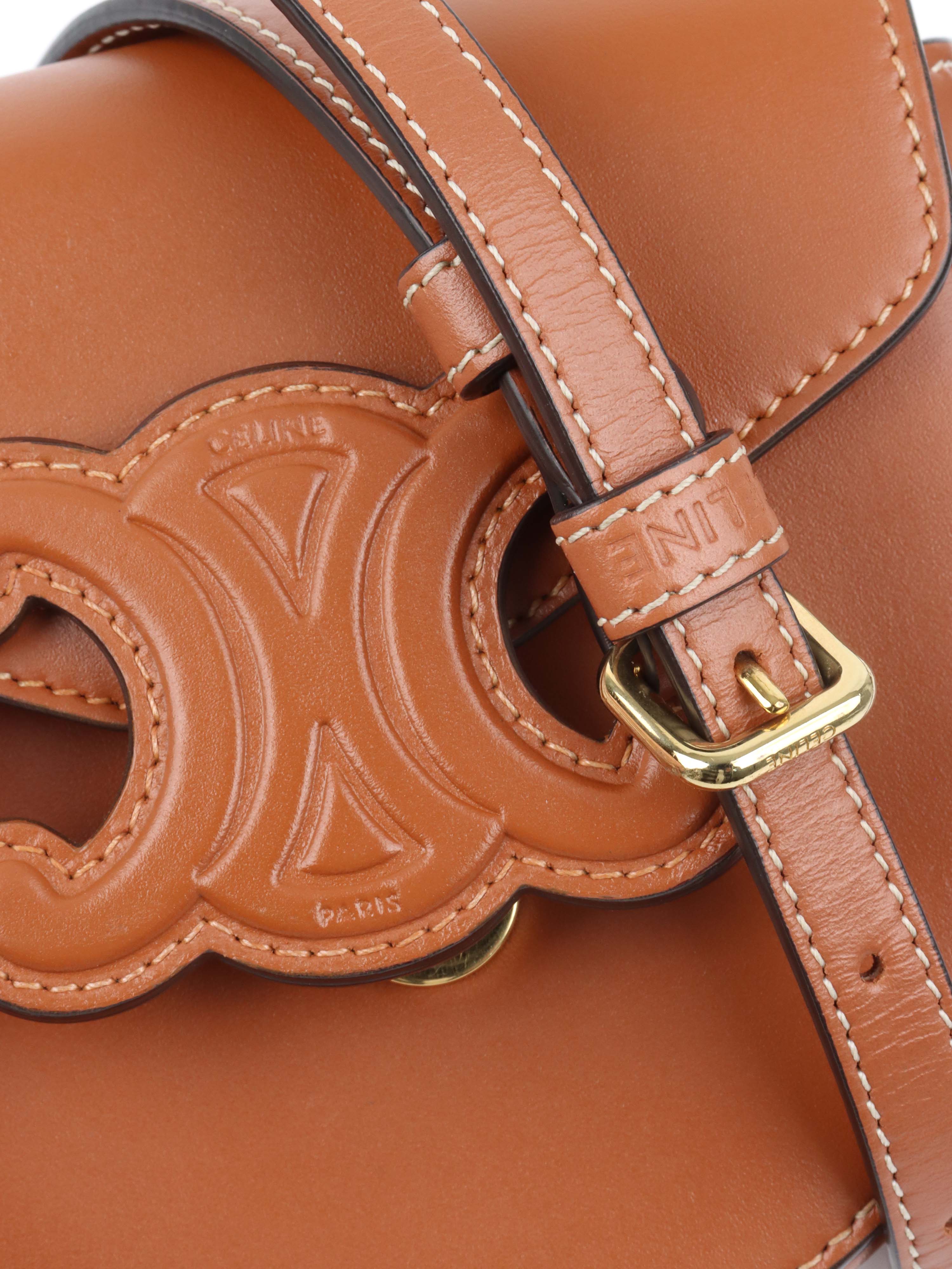 Celine Brown Triumph Cuir Mini Besace Bag.