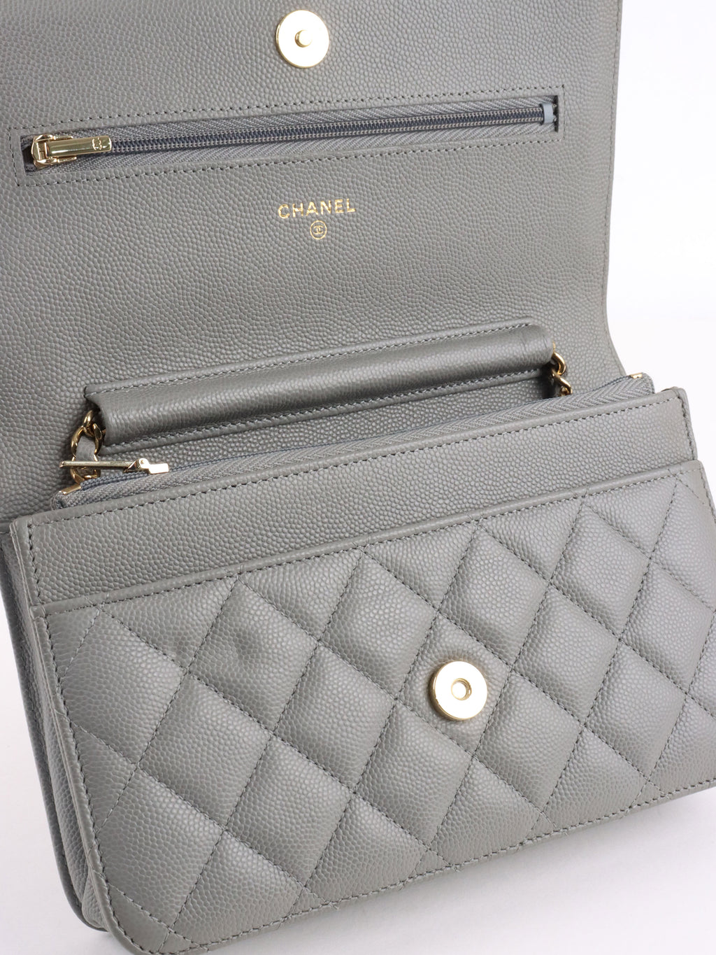 Chanel Grey Caviar Wallet on Chain LGHW
