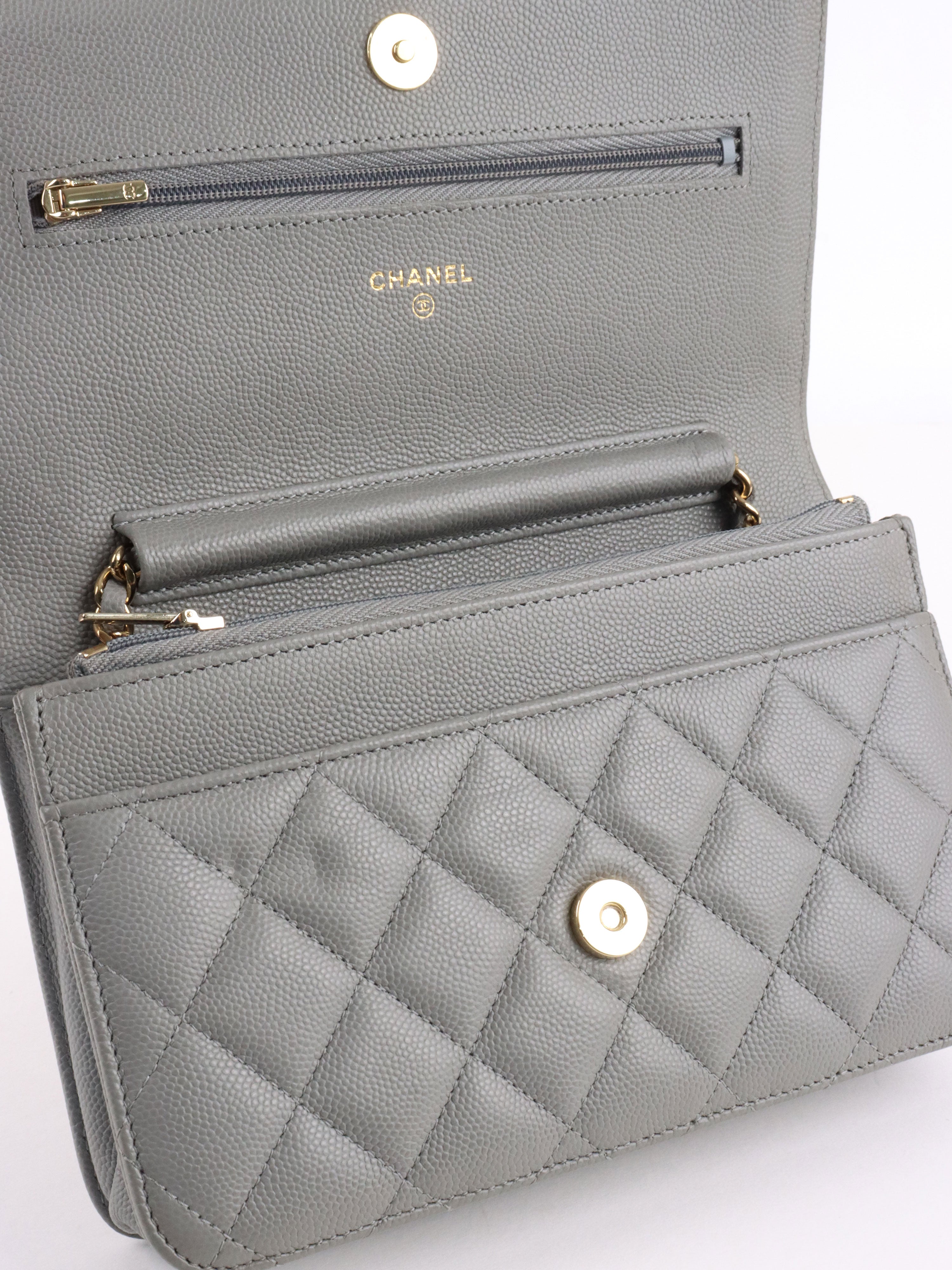 Chanel Grey Caviar Wallet on Chain LGHW