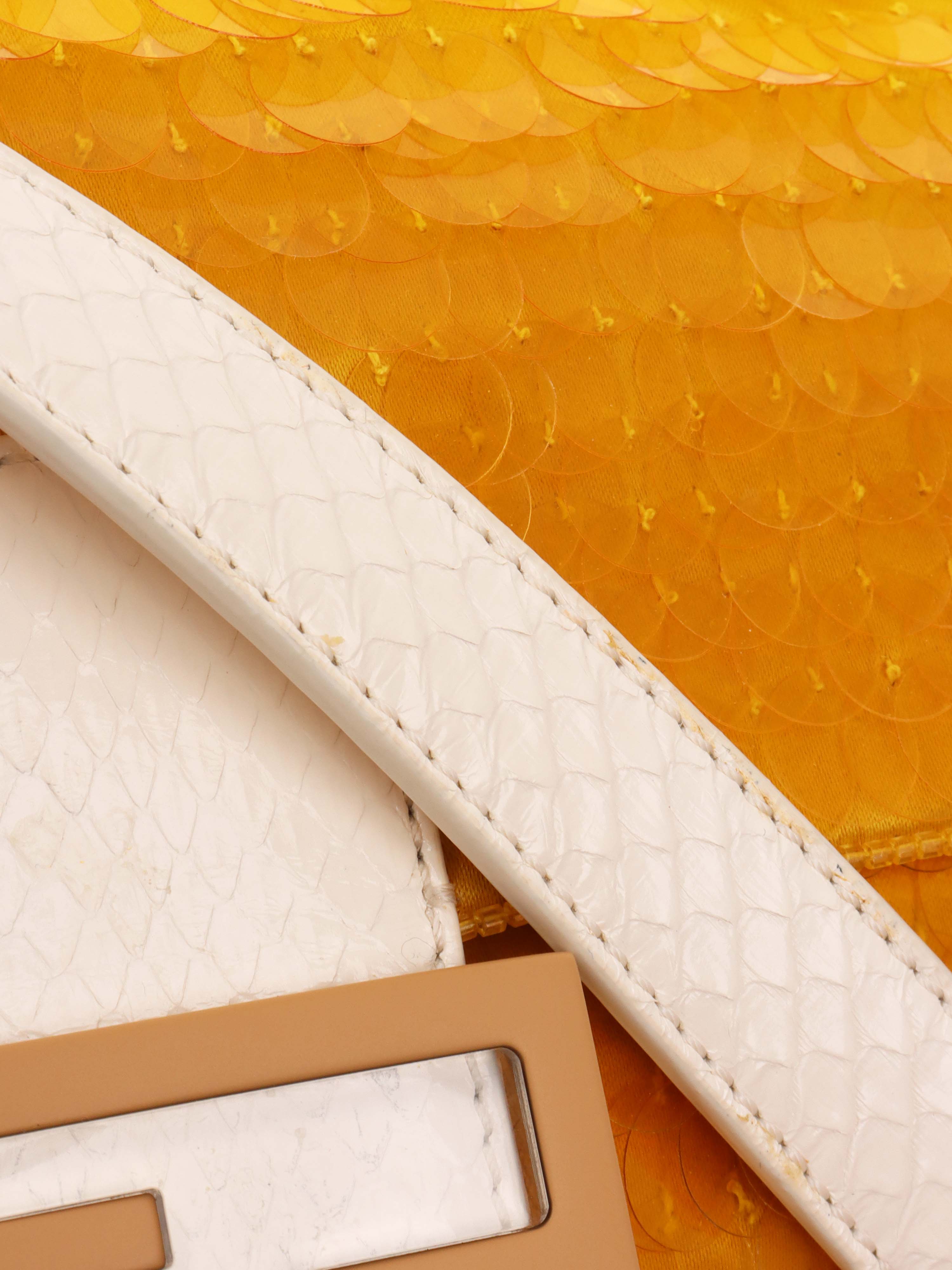 Fendi Yellow Sequin Baguette Shoulder Bag.