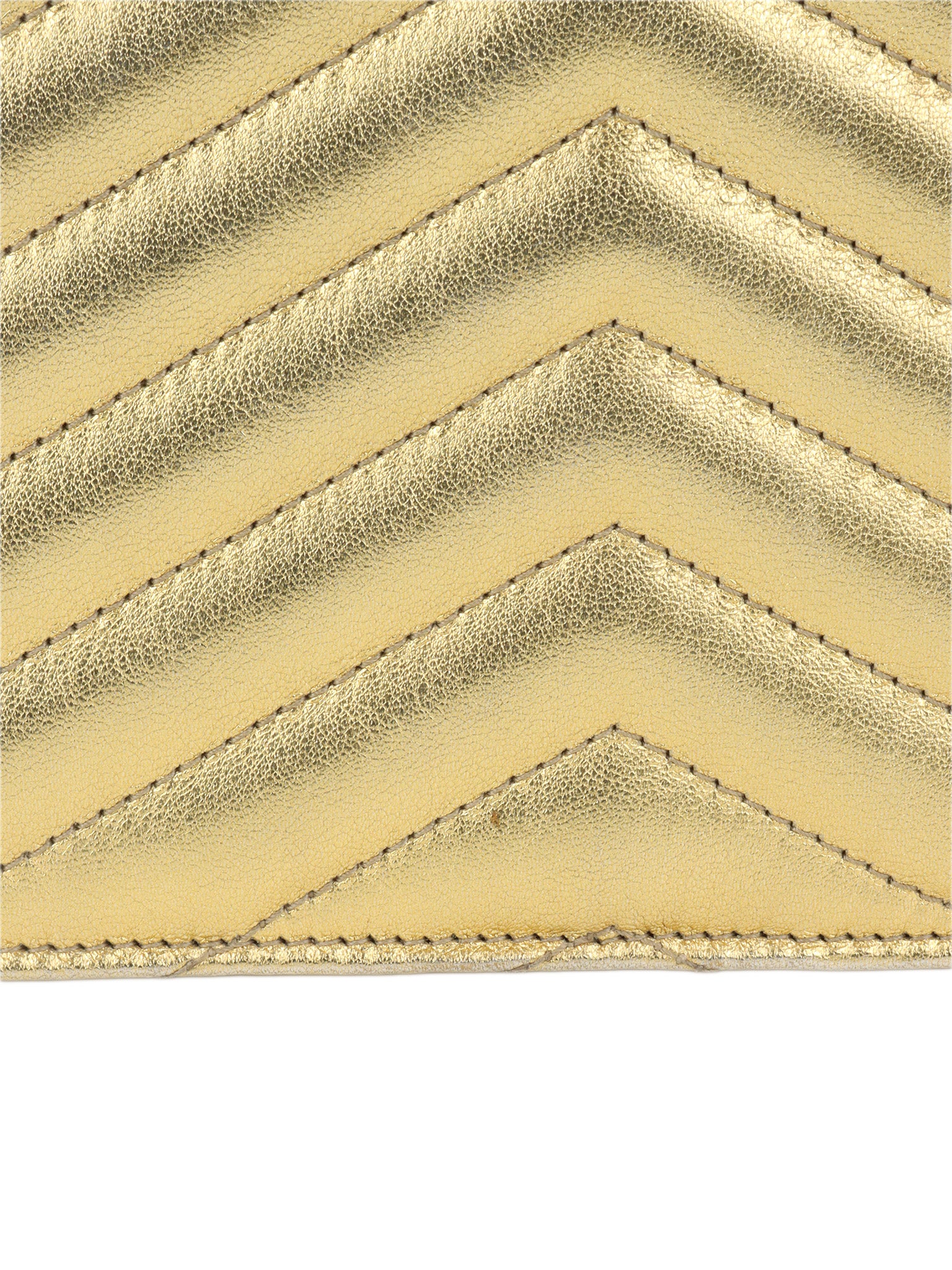 Saint Laurent Cassandra Matelasse Gold Envelope Chain Wallet.