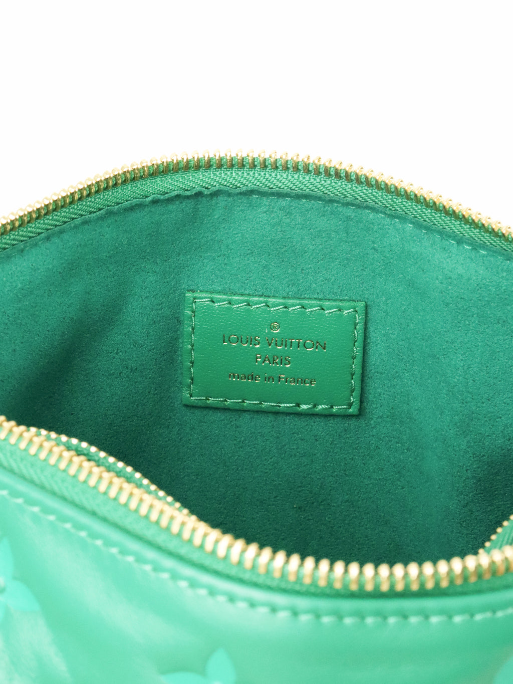 Louis Vuitton Vert Green Monogram Embossed Puffy Coussin BB Bag GHW