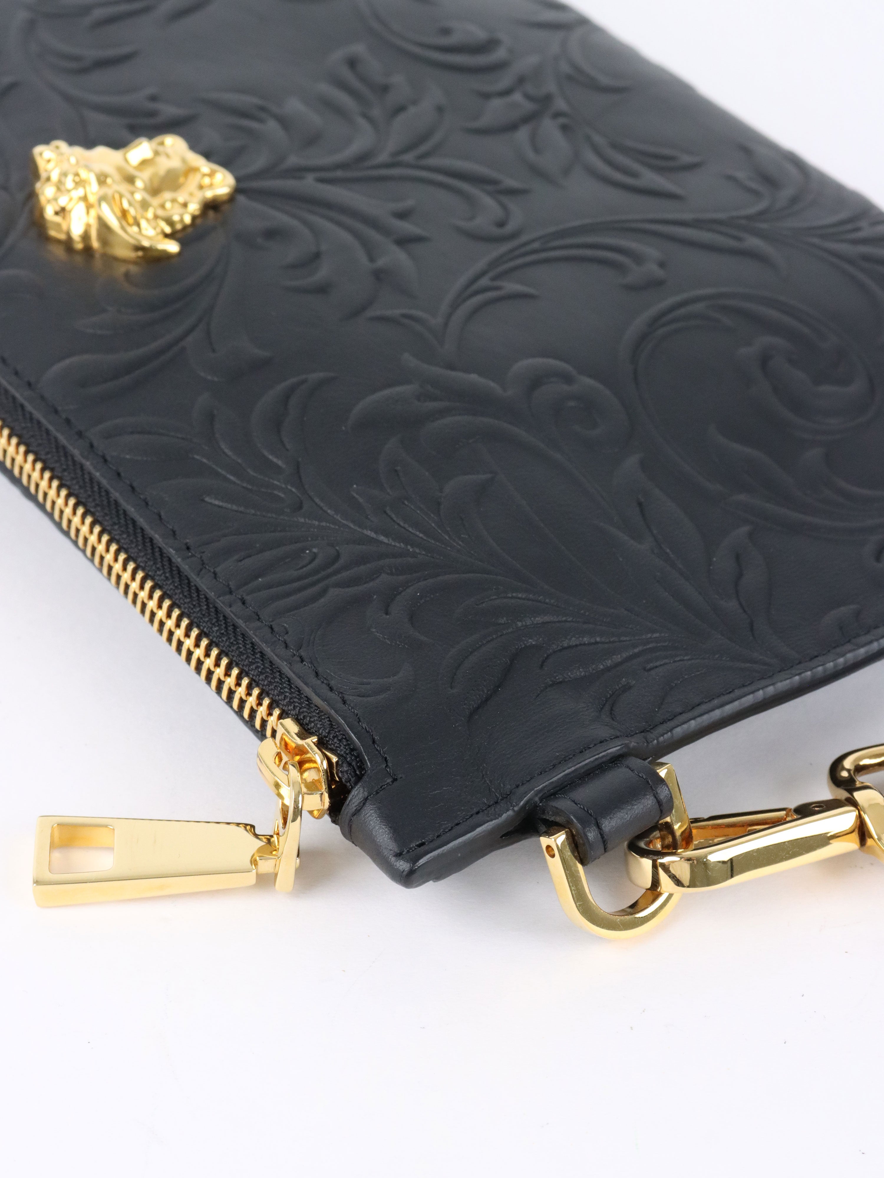 Versace Black Medusa Floral Clutch