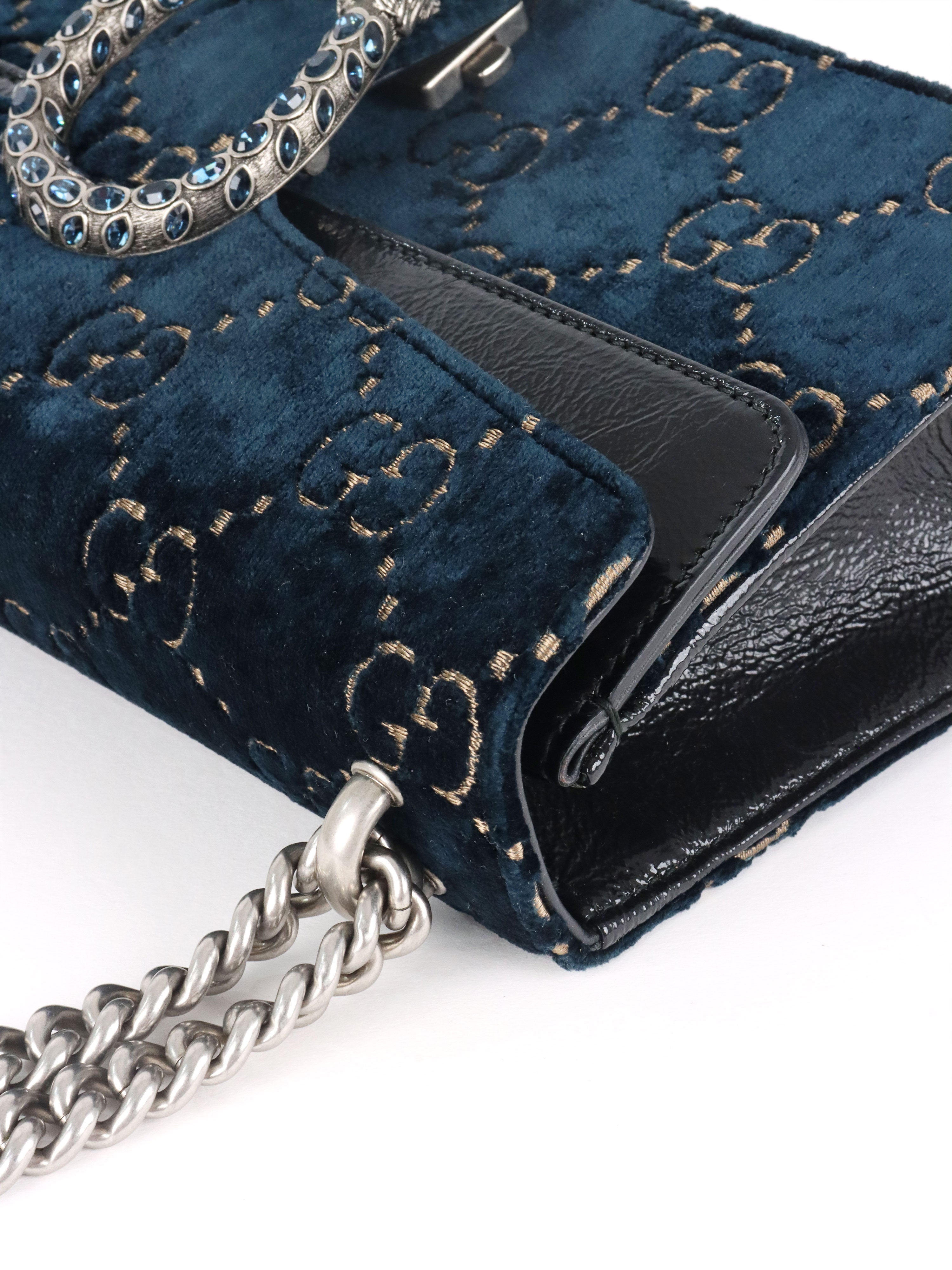 Gucci Small Blue Velvet Dionysus GG Bag