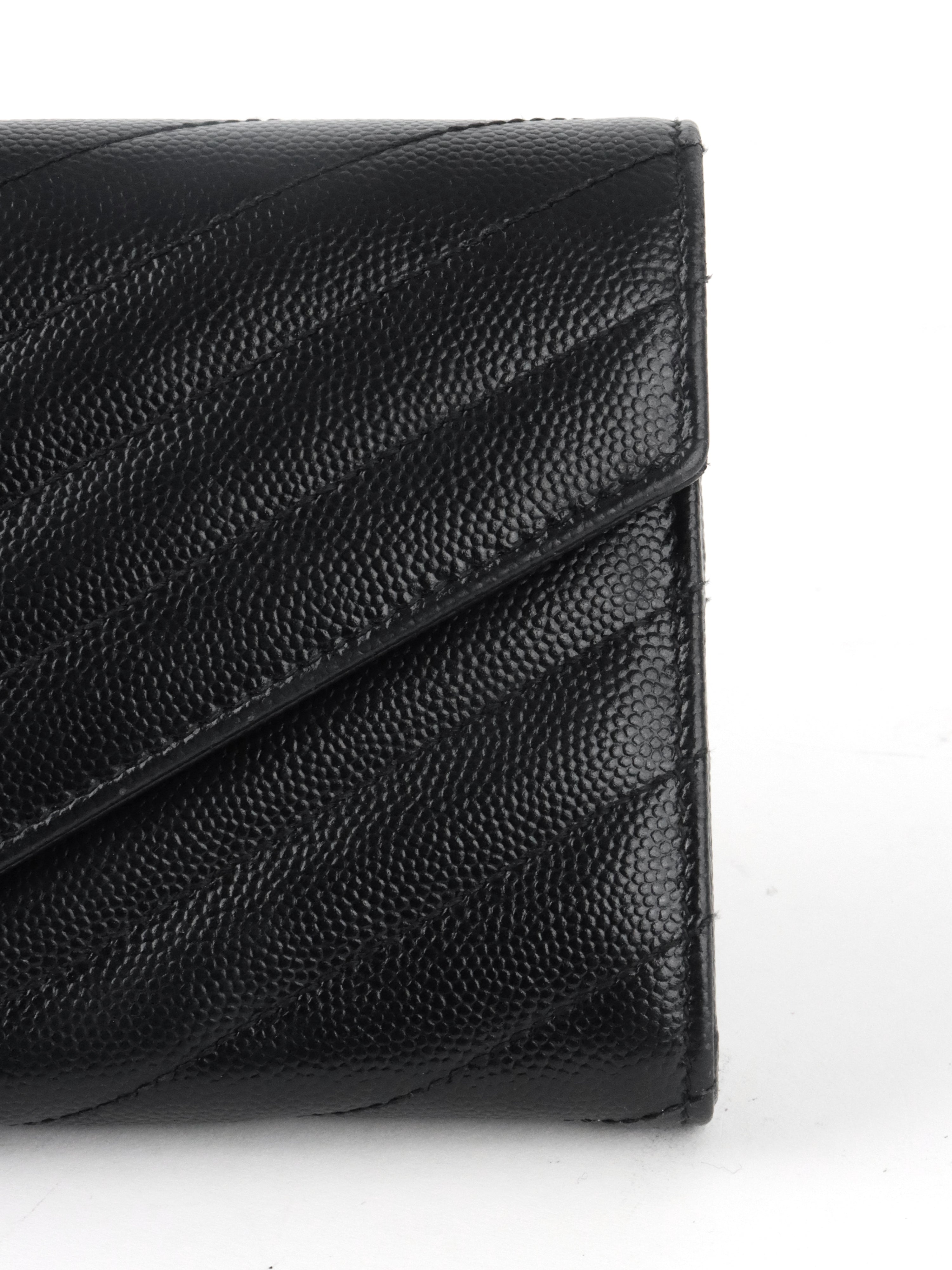 Saint Laurent Black Cassandre Matelasse Large Flap Wallet