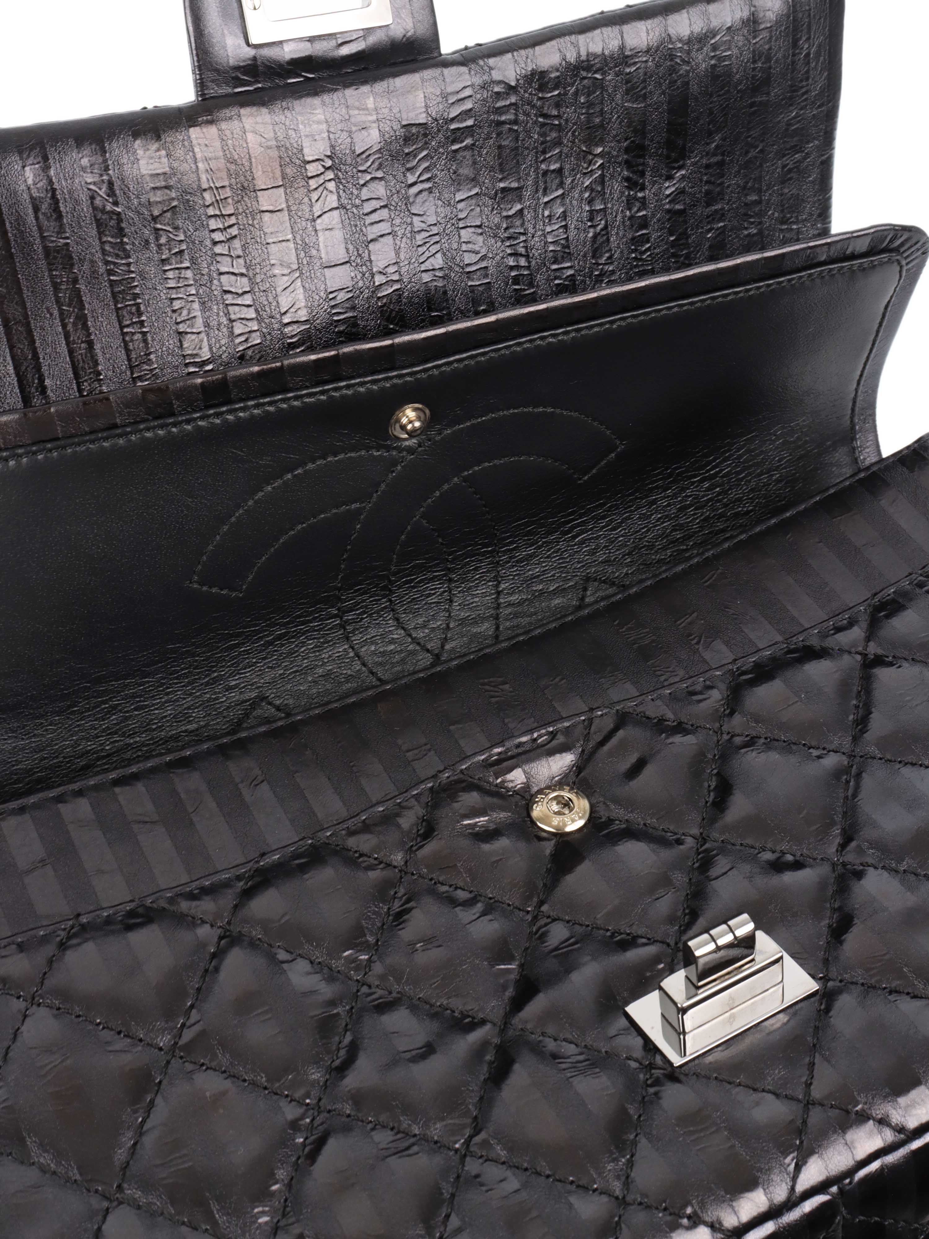 Chanel Black Limited Edition Striped Medium 2.55 Bag.