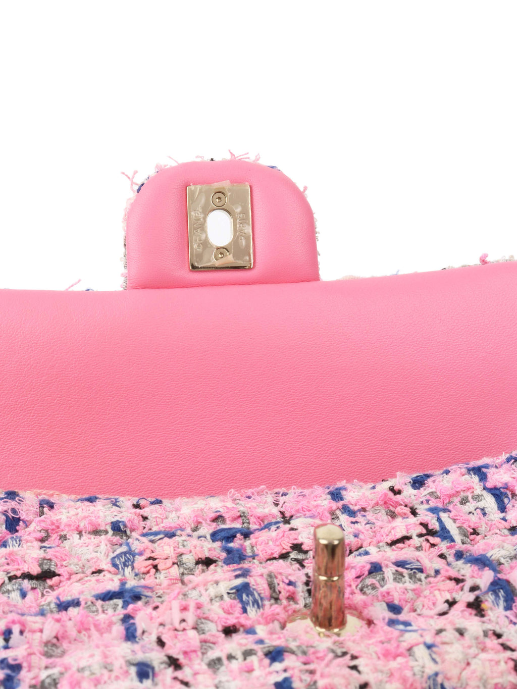 Chanel Pink & Blue Tweed Mini Rectangular Classic Flap.