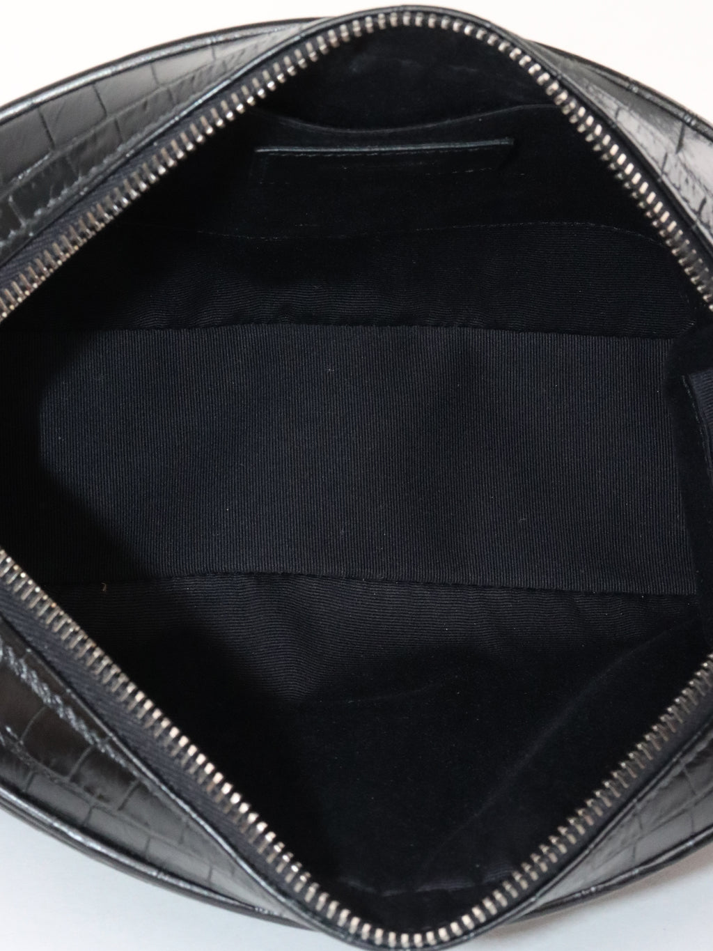 Saint Laurent Black Croc Embossed Camera Lou Bag