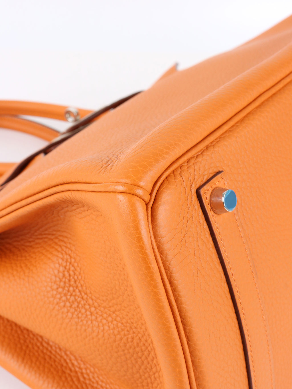 Hermes Birkin 35 Orange H Clemence Leather Stamp J Square