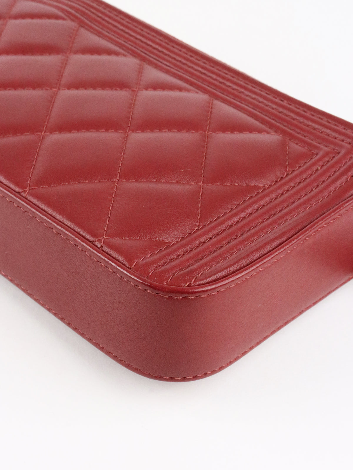 Chanel Burgundy Lambskin Double Zip Wallet on Chain