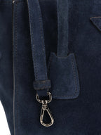 Prada Royal Blue Suede Double Zipped Shoulder Bag.