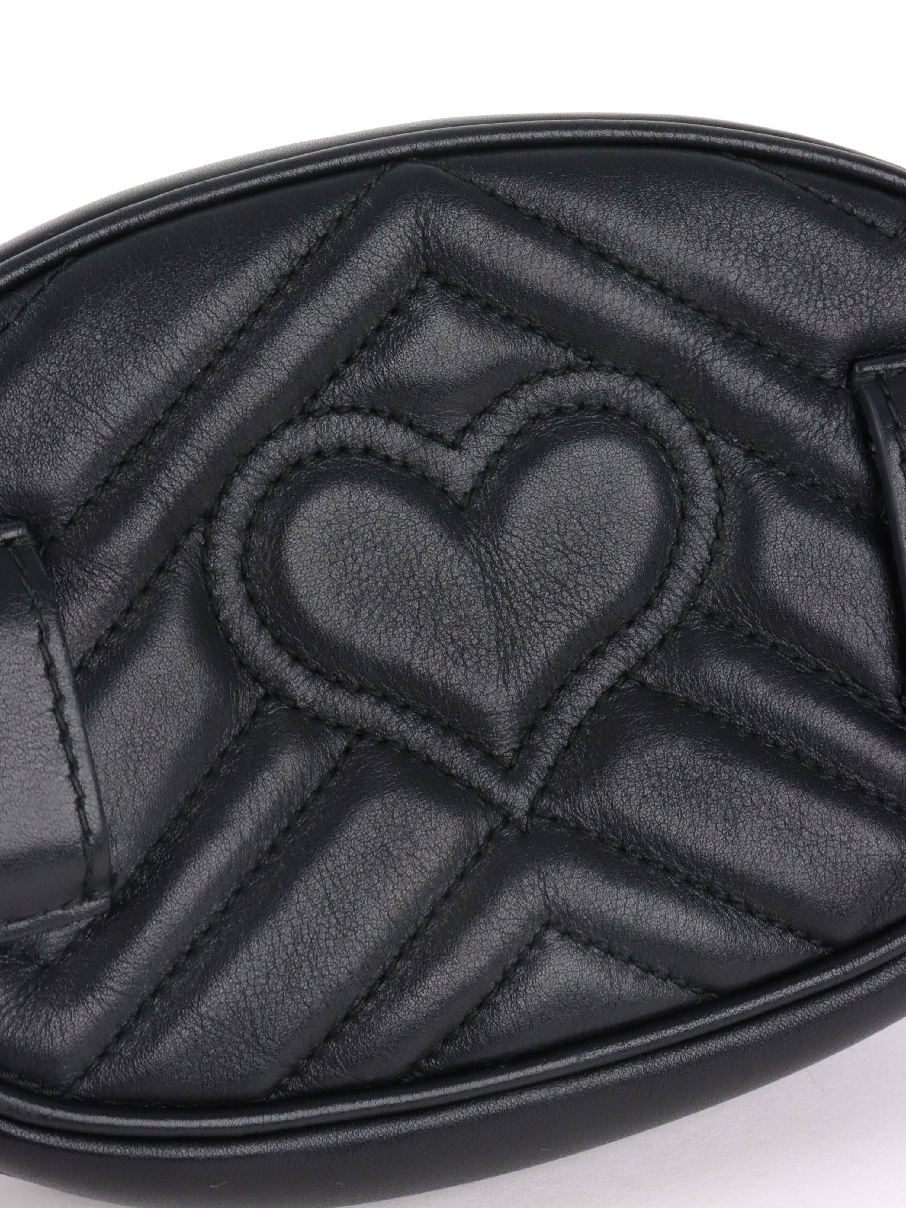 Gucci Black GG Marmont Matelasse Leather Belt Bag.