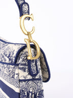 Dior Medium Blue Toile De Jouy Embroidered Saddle Bag